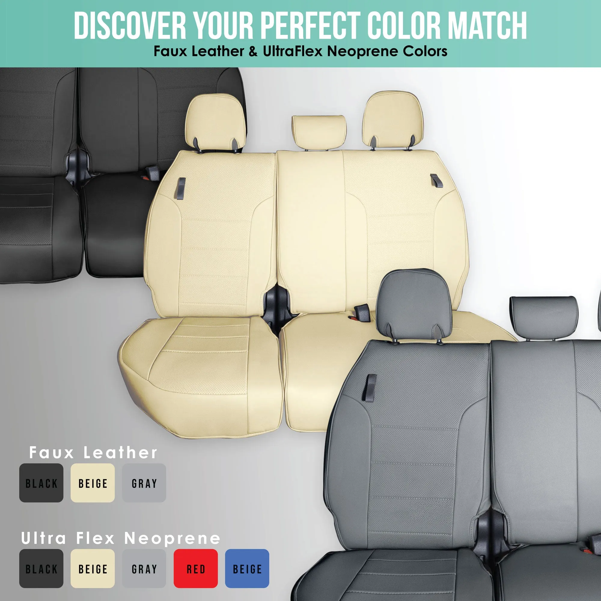 Toyota Sienna 2021 - 2024 - 3rd Row Set Seat Covers - Black Faux Leather