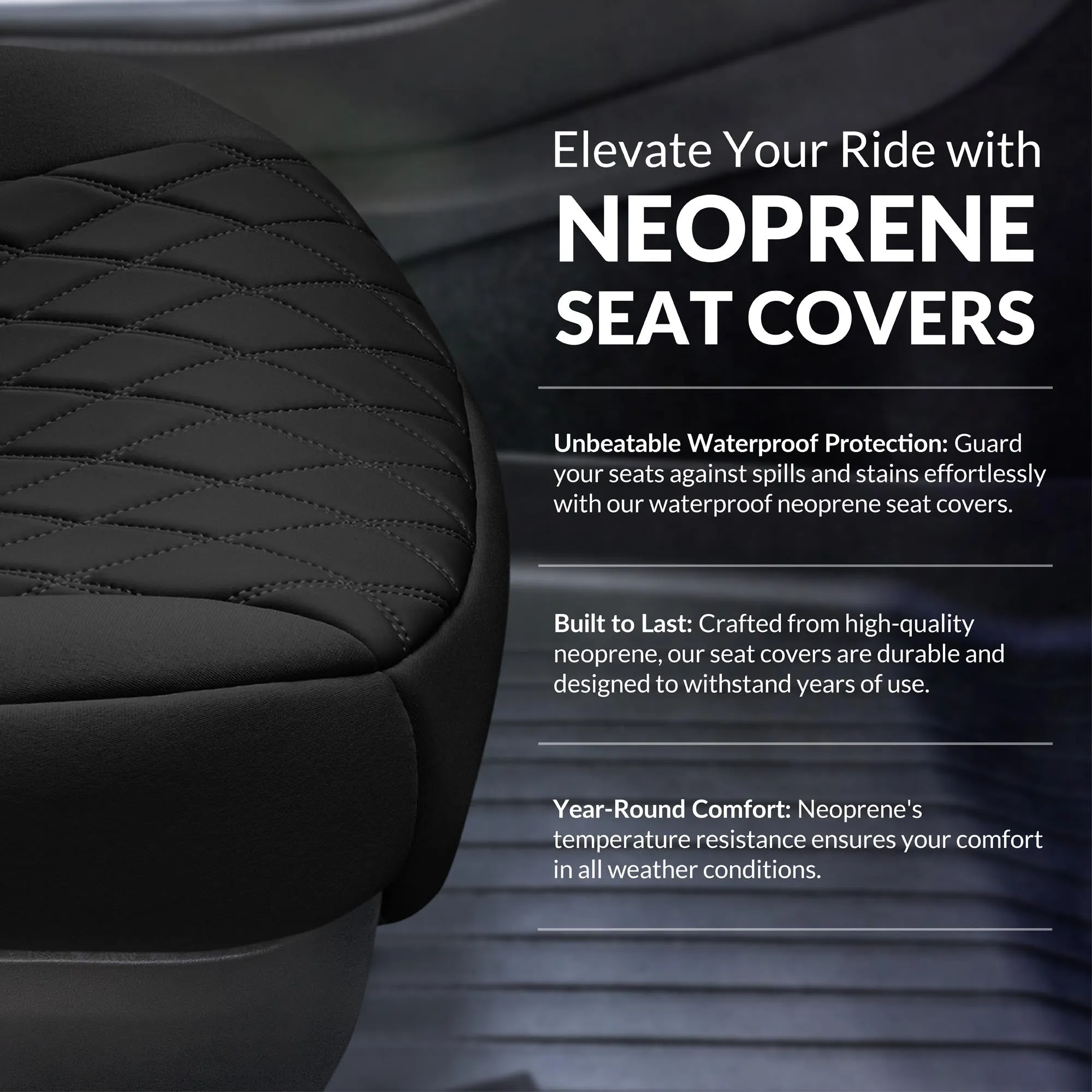 Toyota Sienna - 2021 - 2024 - Front Set Seat Covers - Black Ultraflex Neoprene