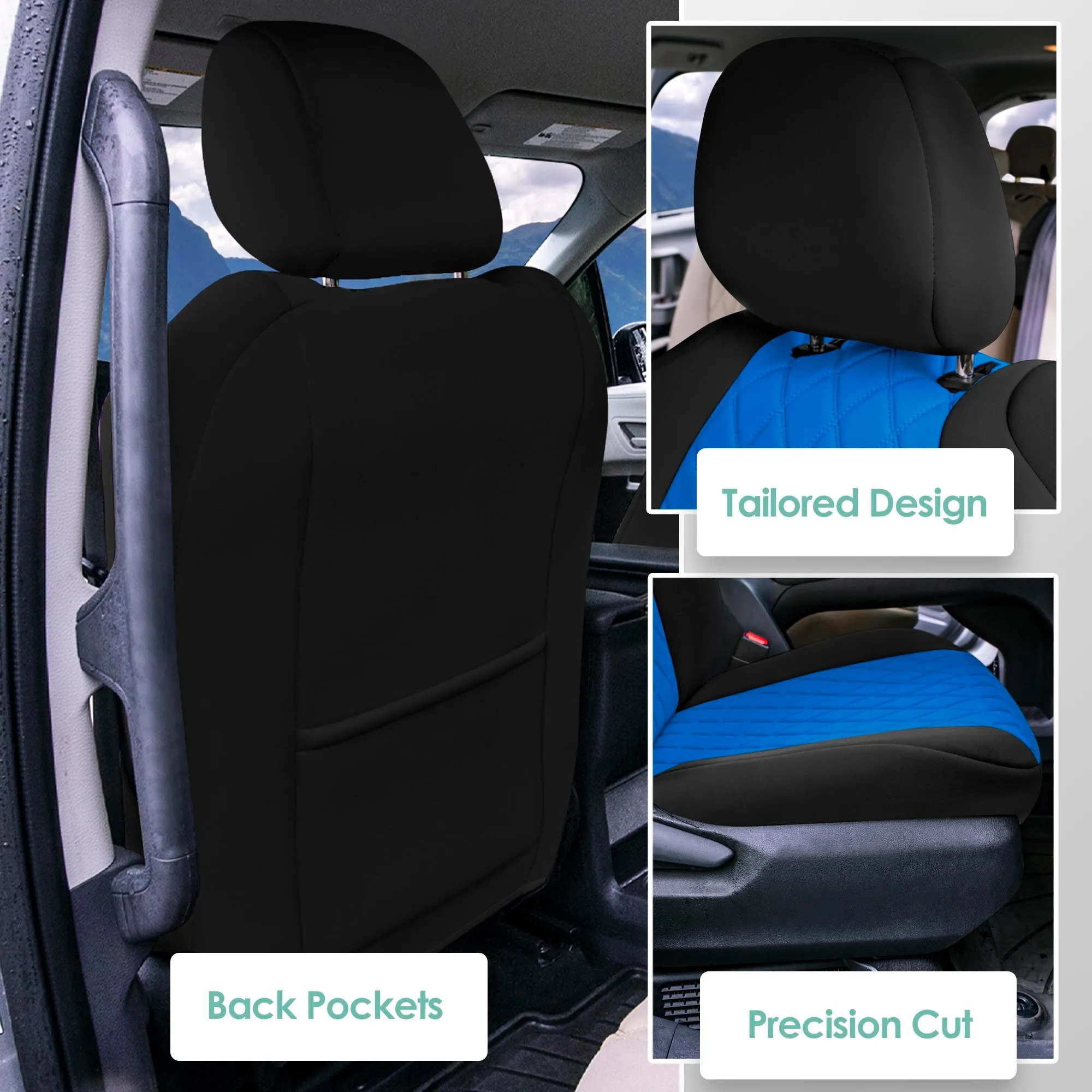 Toyota Sienna - 2021 - 2024 - Front Set Seat Covers - Blue Ultraflex Neoprene