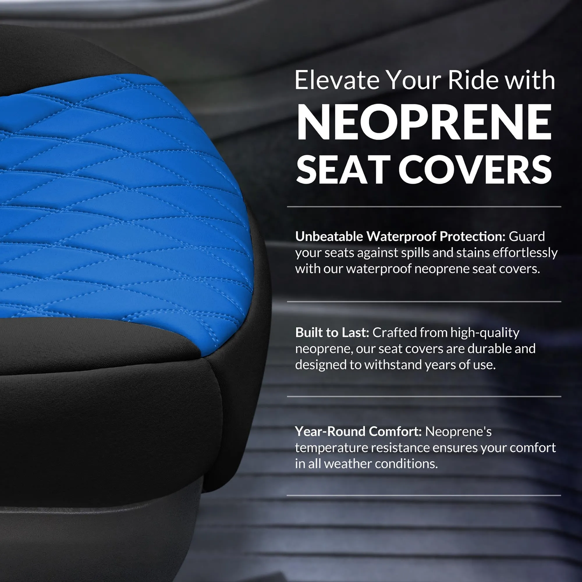 Toyota Sienna - 2021 - 2024 - Front Set Seat Covers - Blue Ultraflex Neoprene
