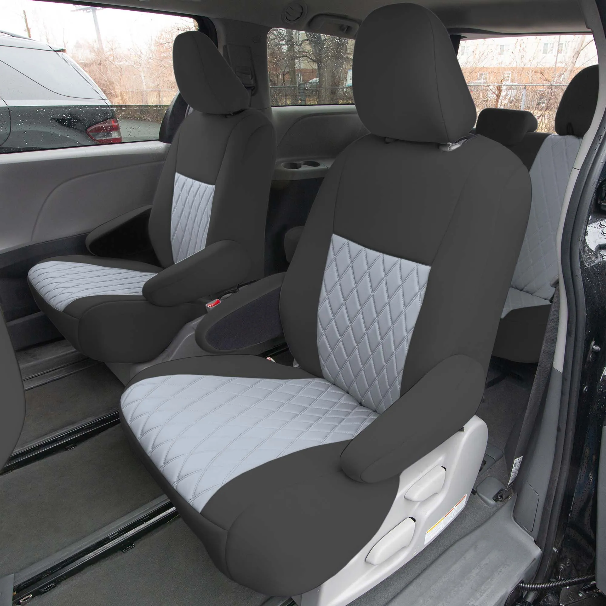 Toyota Sienna 7 Passenger 2011 - 2020 - 2nd Row Set Seat Covers - Gray Ultraflex Neoprene