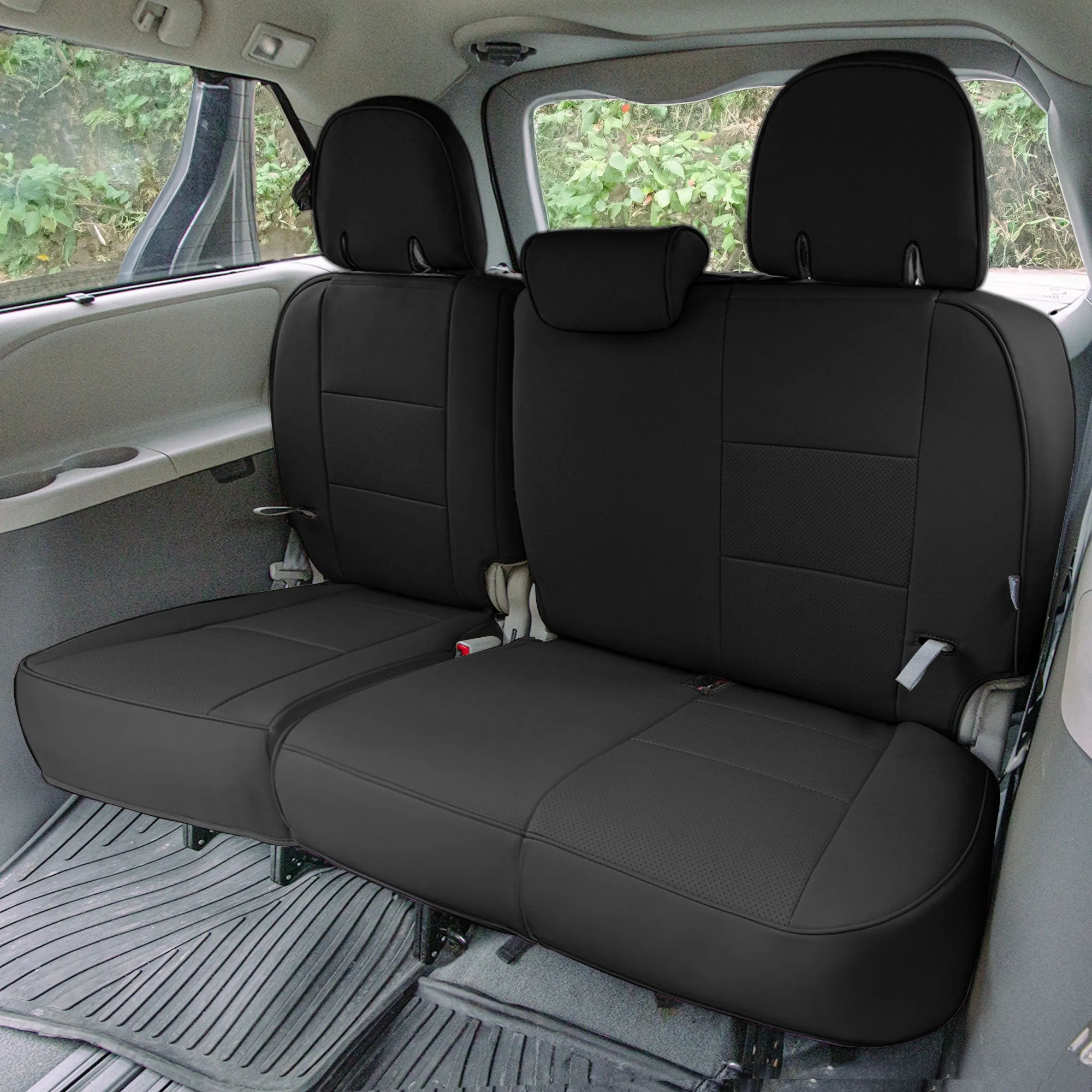 Toyota Sienna 7 Passenger 2011 - 2020 - Full Set Seat Covers - Black Faux Leather