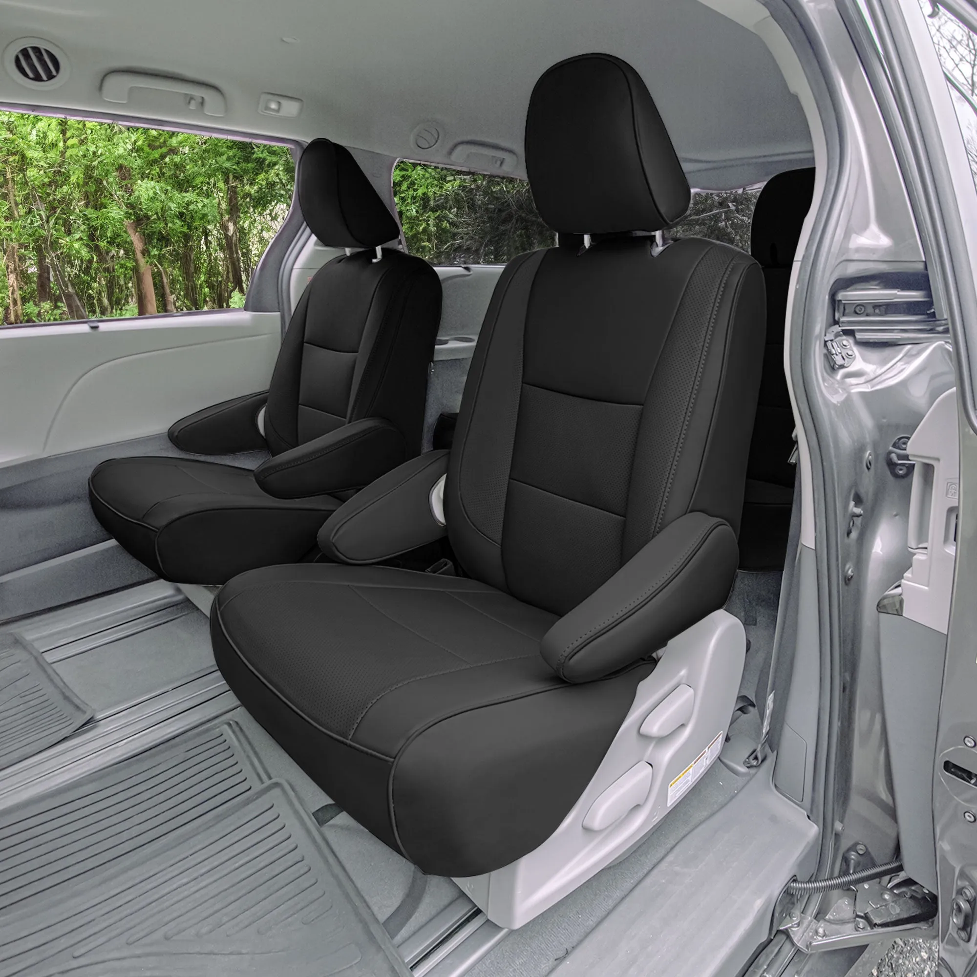 Toyota Sienna 7 Passenger 2011 - 2020 - Full Set Seat Covers - Black Faux Leather