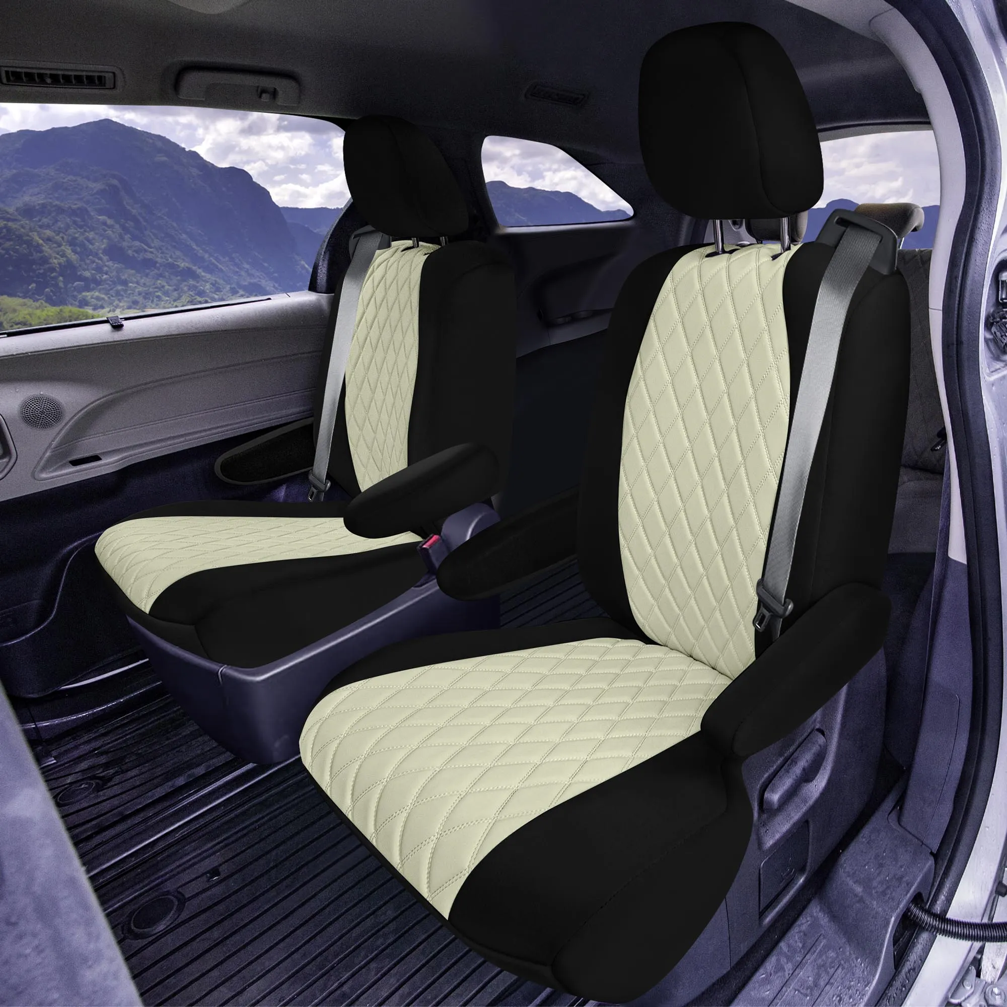 Toyota Sienna 7 Passenger - 2021 - 2024 - 2nd Row Set Seat Covers - Beige Ultraflex Neoprene
