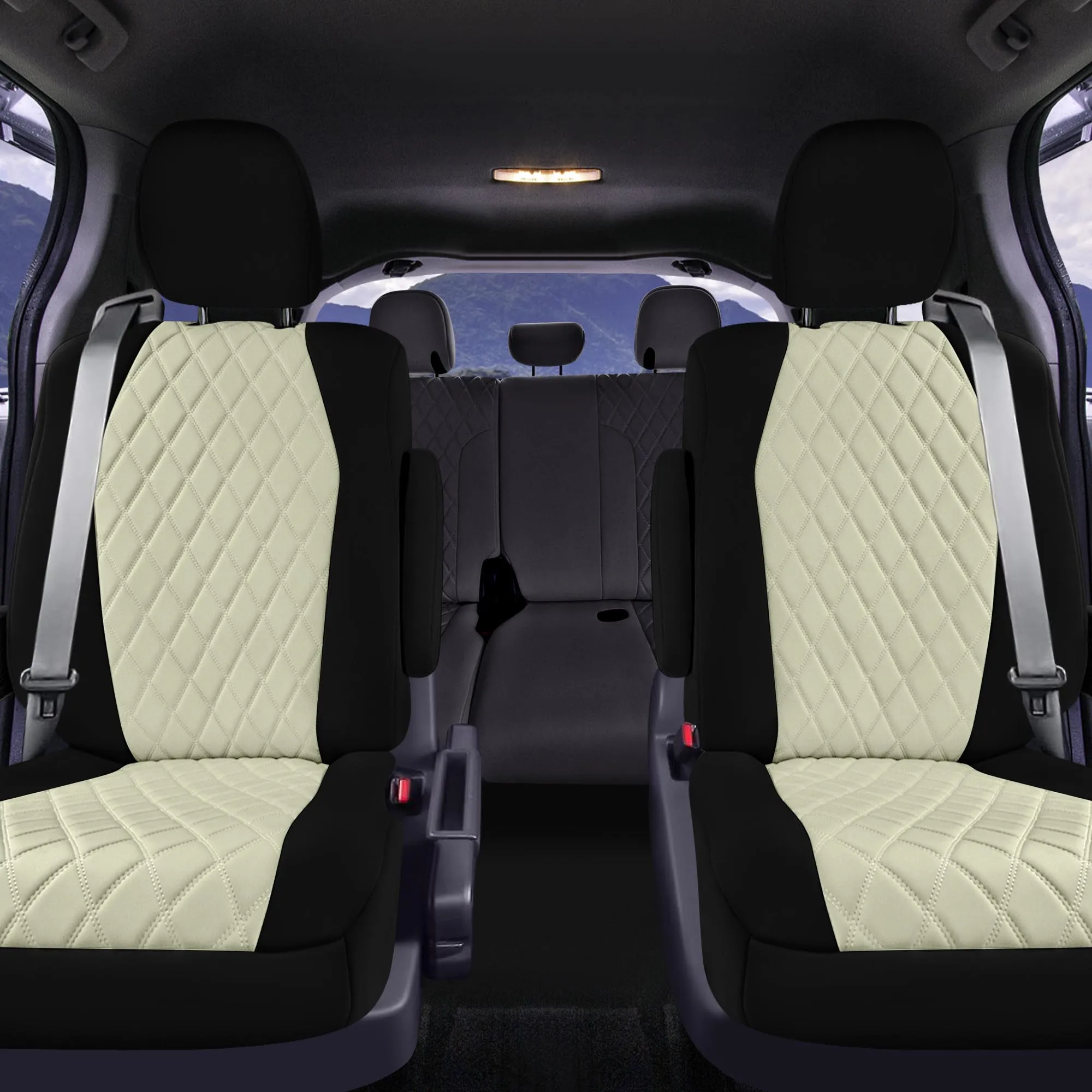 Toyota Sienna 7 Passenger - 2021 - 2024 - 2nd Row Set Seat Covers - Beige Ultraflex Neoprene