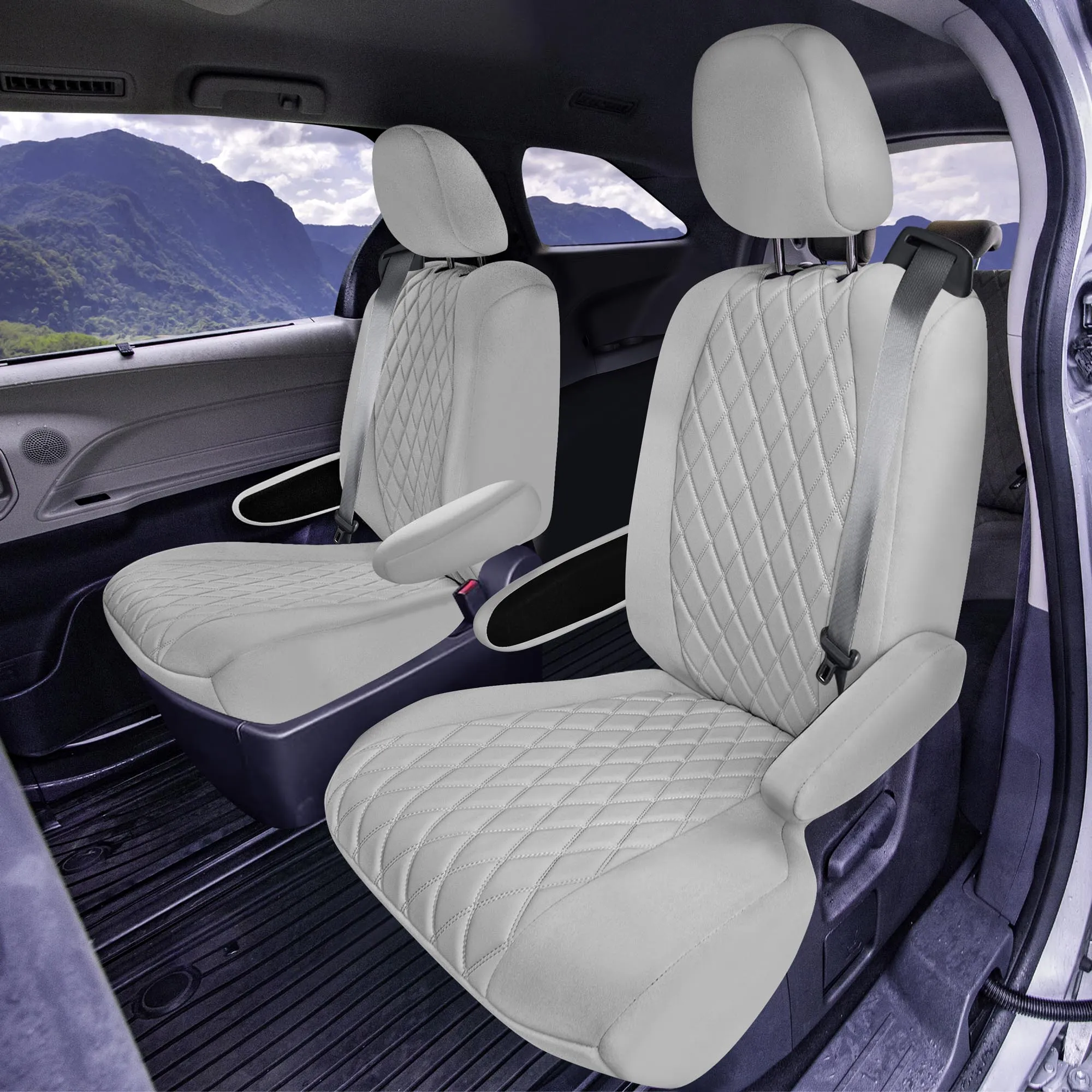 Toyota Sienna 7 Passenger - 2021 - 2024 - Full Set Seat Covers - Solid Gray Ultraflex Neoprene