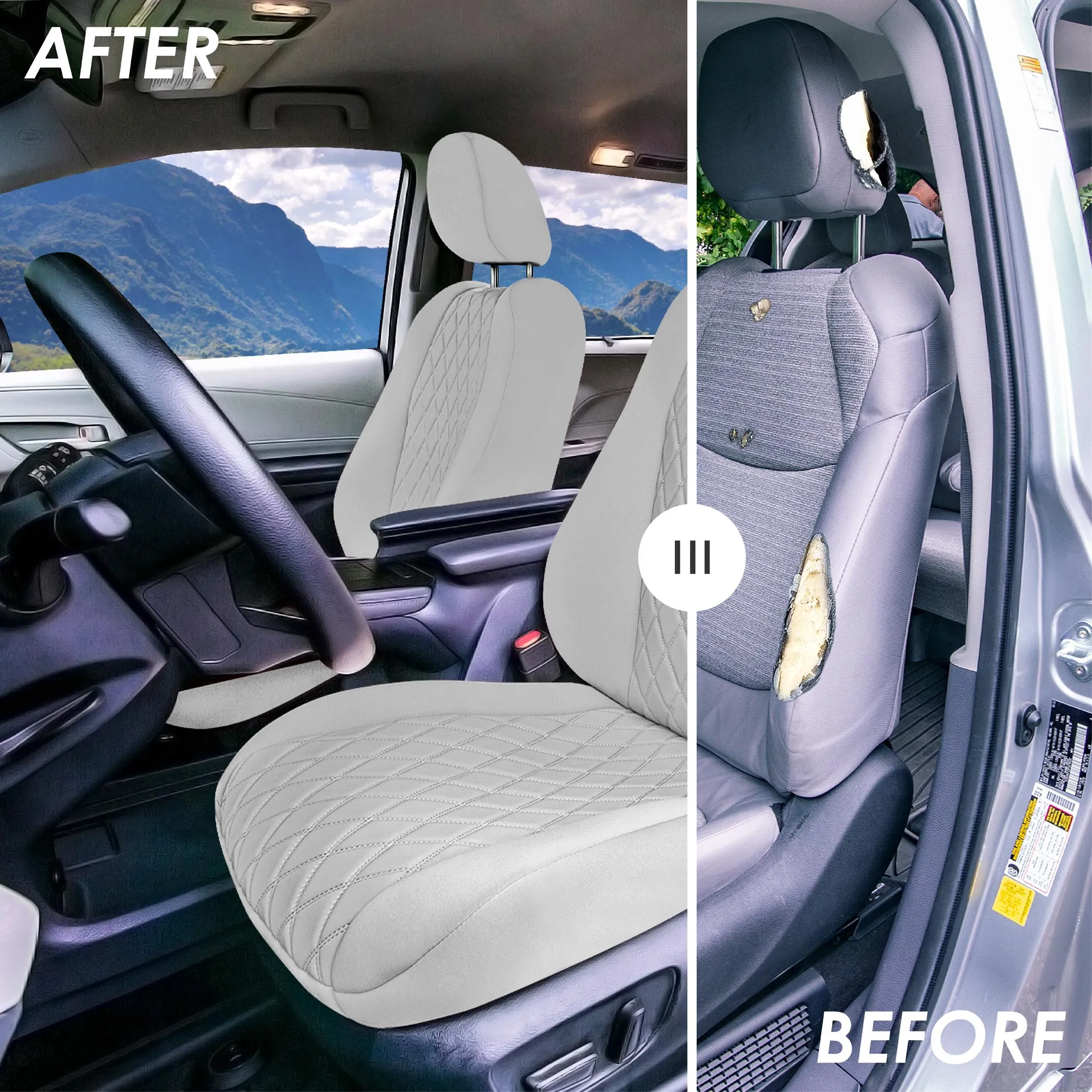 Toyota Sienna 7 Passenger - 2021 - 2024 - Full Set Seat Covers - Solid Gray Ultraflex Neoprene