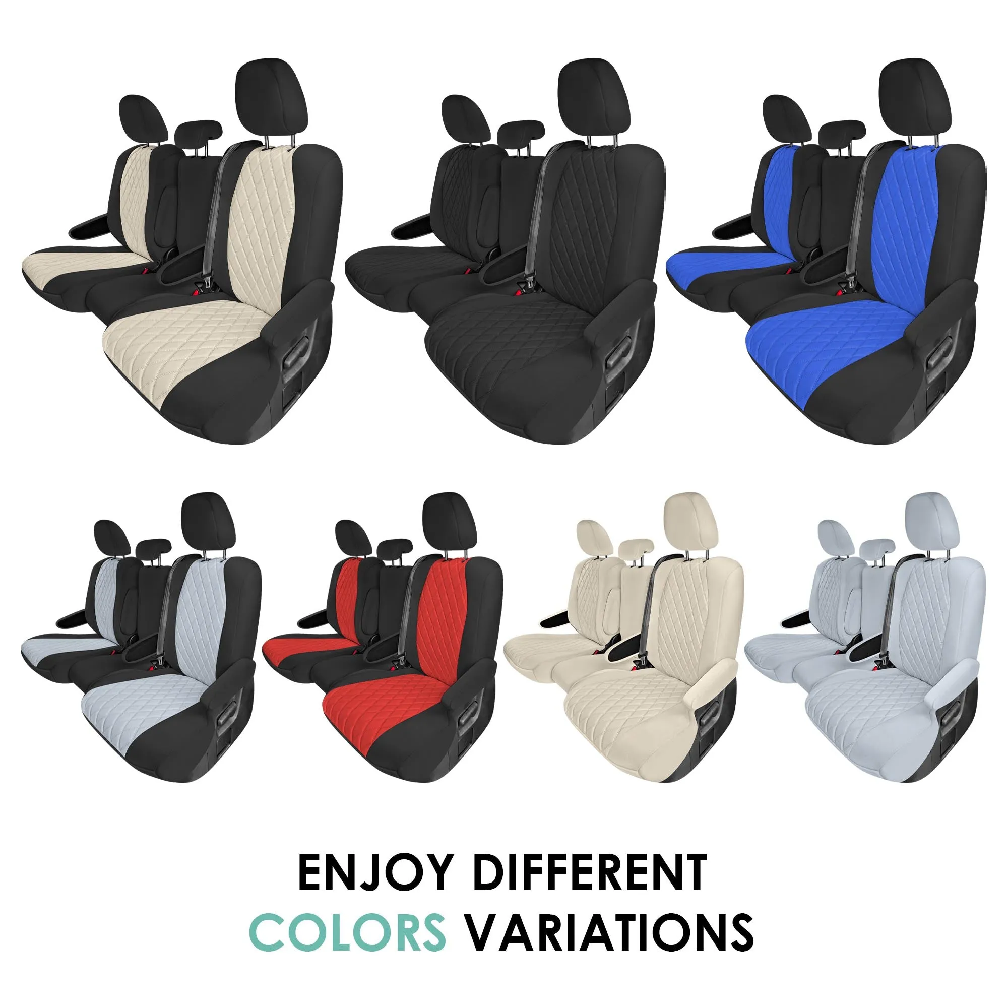 Toyota Sienna 8 Passenger 2011 - 2020 - 2nd Row Set Seat Covers - Blue Ultraflex Neoprene