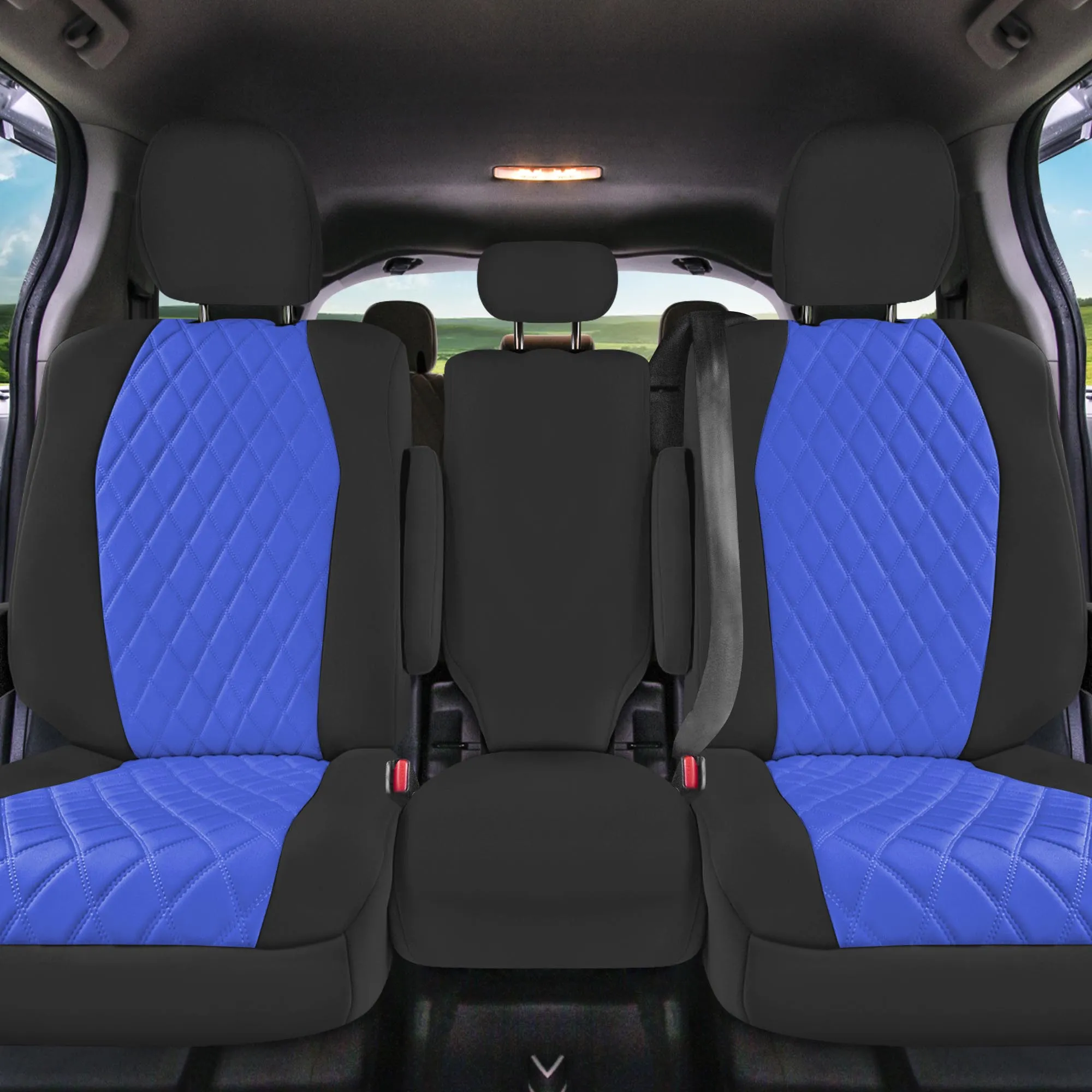 Toyota Sienna 8 Passenger 2011 - 2020 - 2nd Row Set Seat Covers - Blue Ultraflex Neoprene