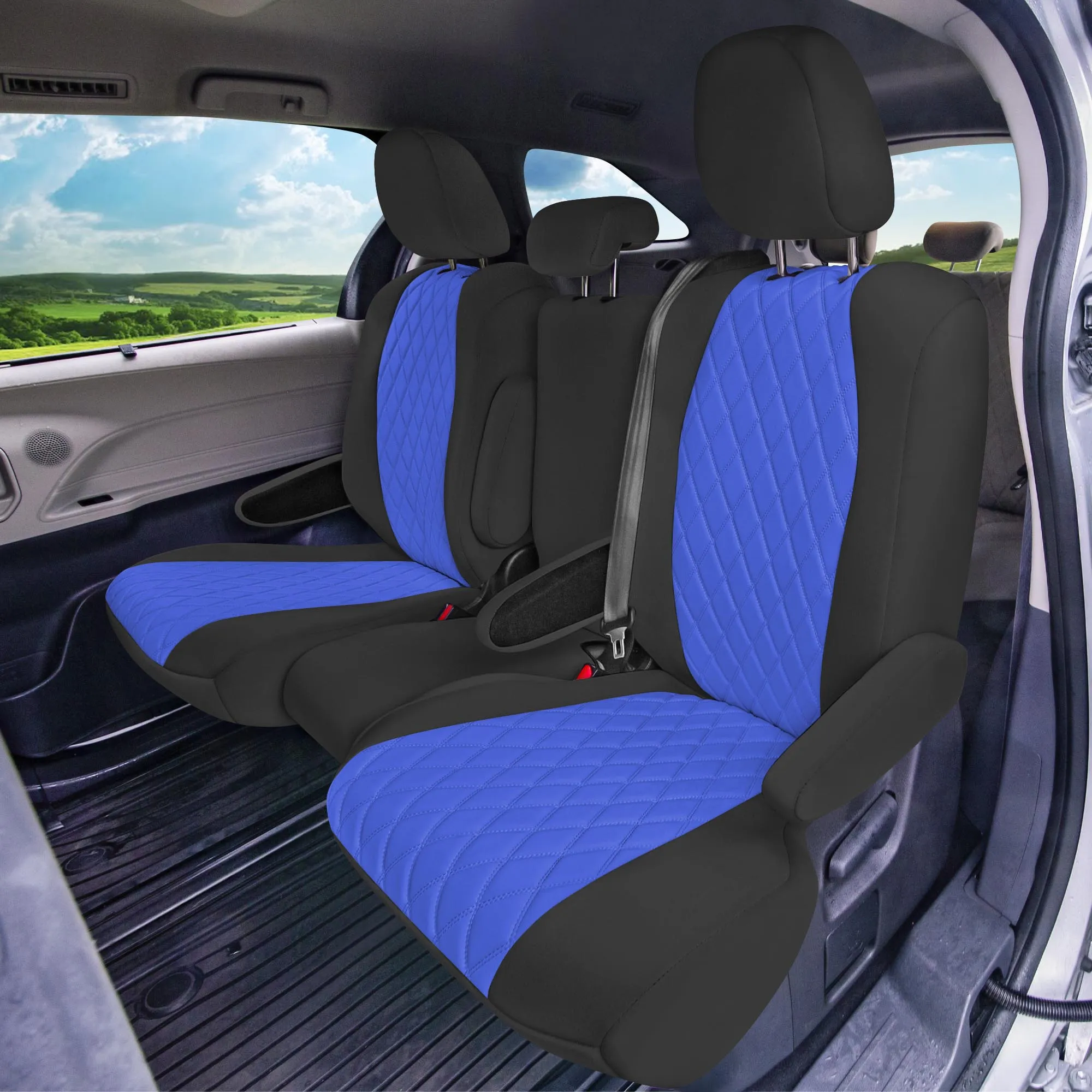 Toyota Sienna 8 Passenger 2011 - 2020 - 2nd Row Set Seat Covers - Blue Ultraflex Neoprene