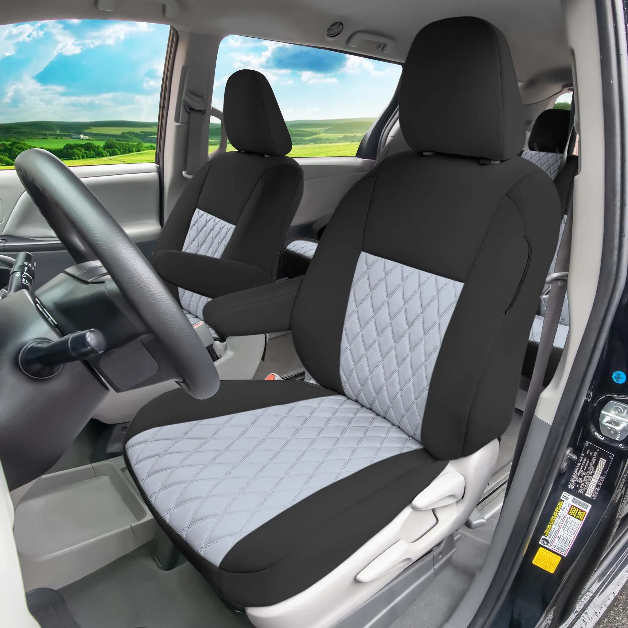 Toyota Sienna 8 Passenger 2011 - 2020 - Full Set Seat Covers - Gray Ultraflex Neoprene