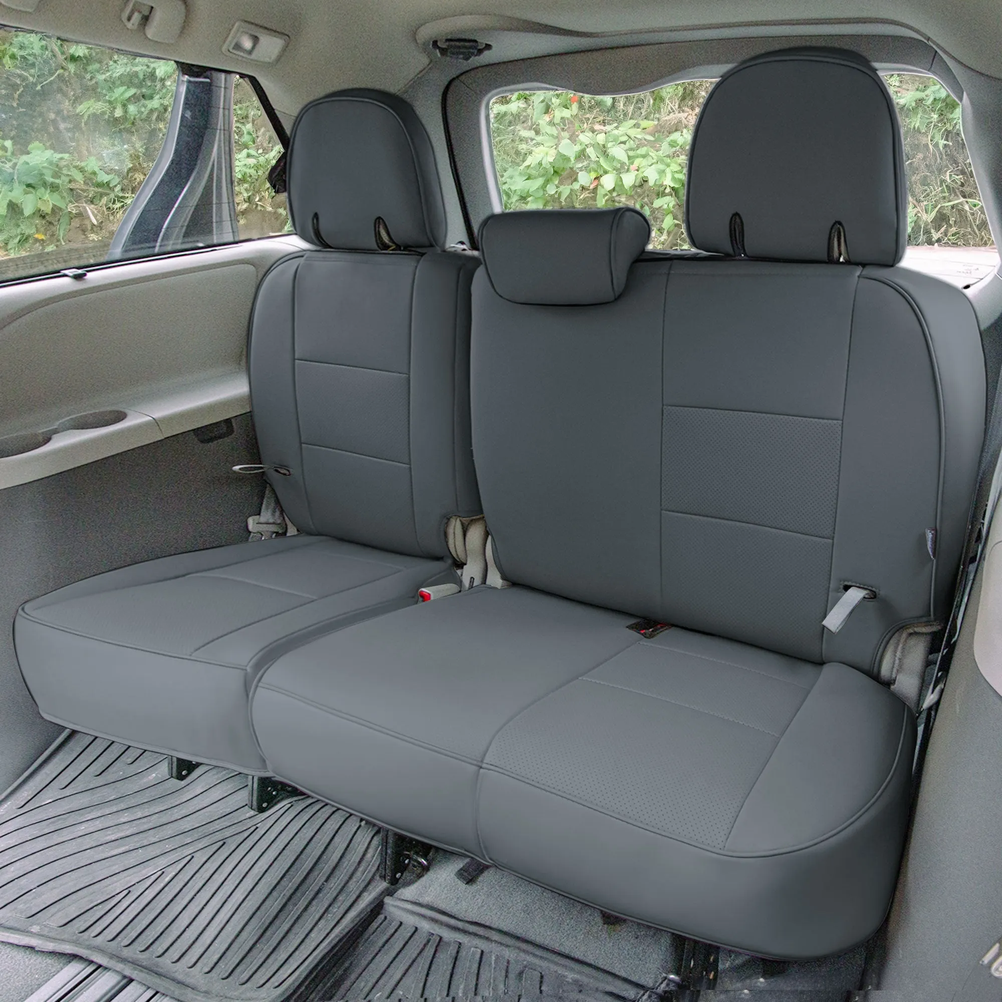 Toyota Sienna 8 Passenger 2011 - 2020 - Full Set Seat Covers - Solid Gray Faux Leather