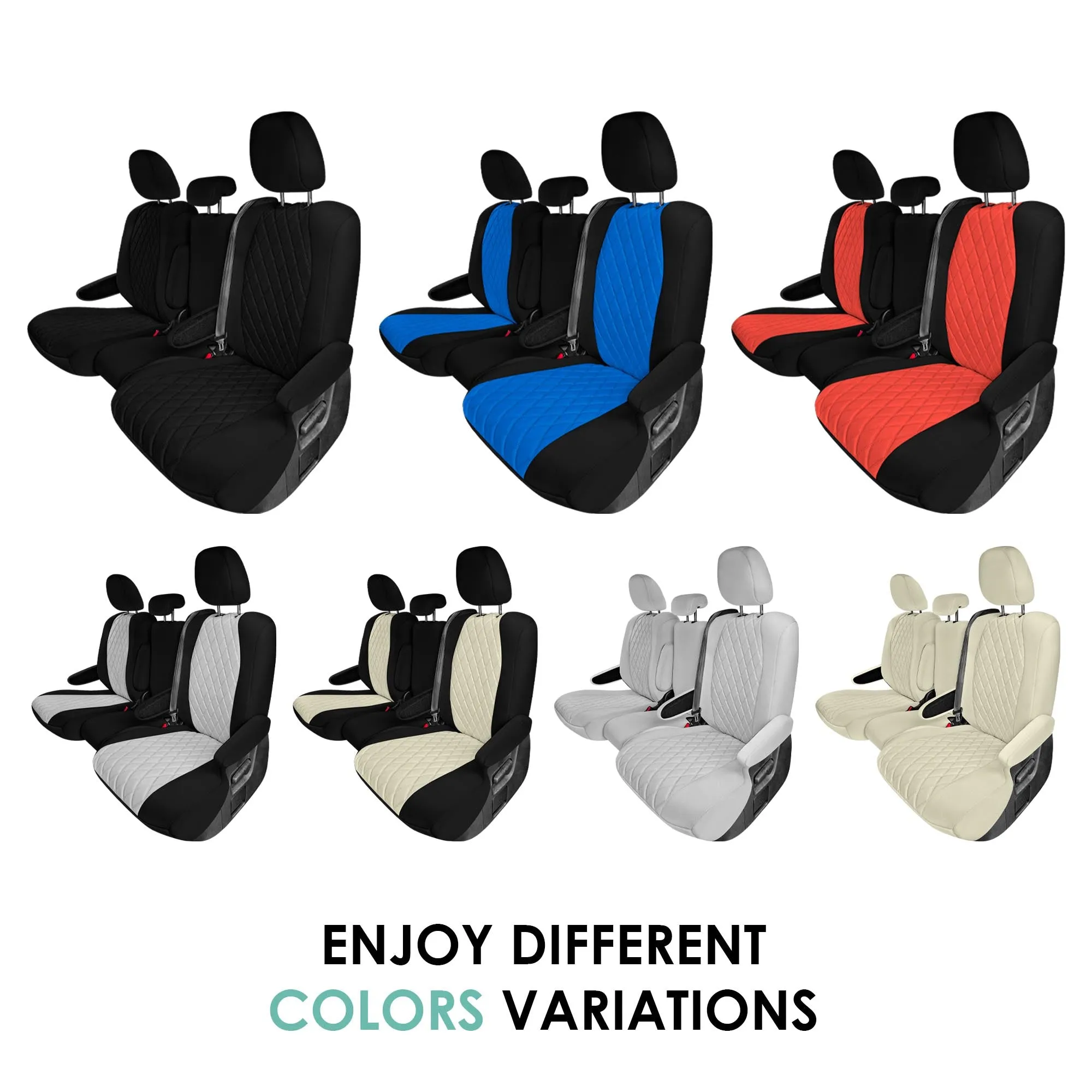 Toyota Sienna 8 Passenger - 2021 - 2024 - 2nd Row Set Seat Covers - Solid Beige Ultraflex Neoprene
