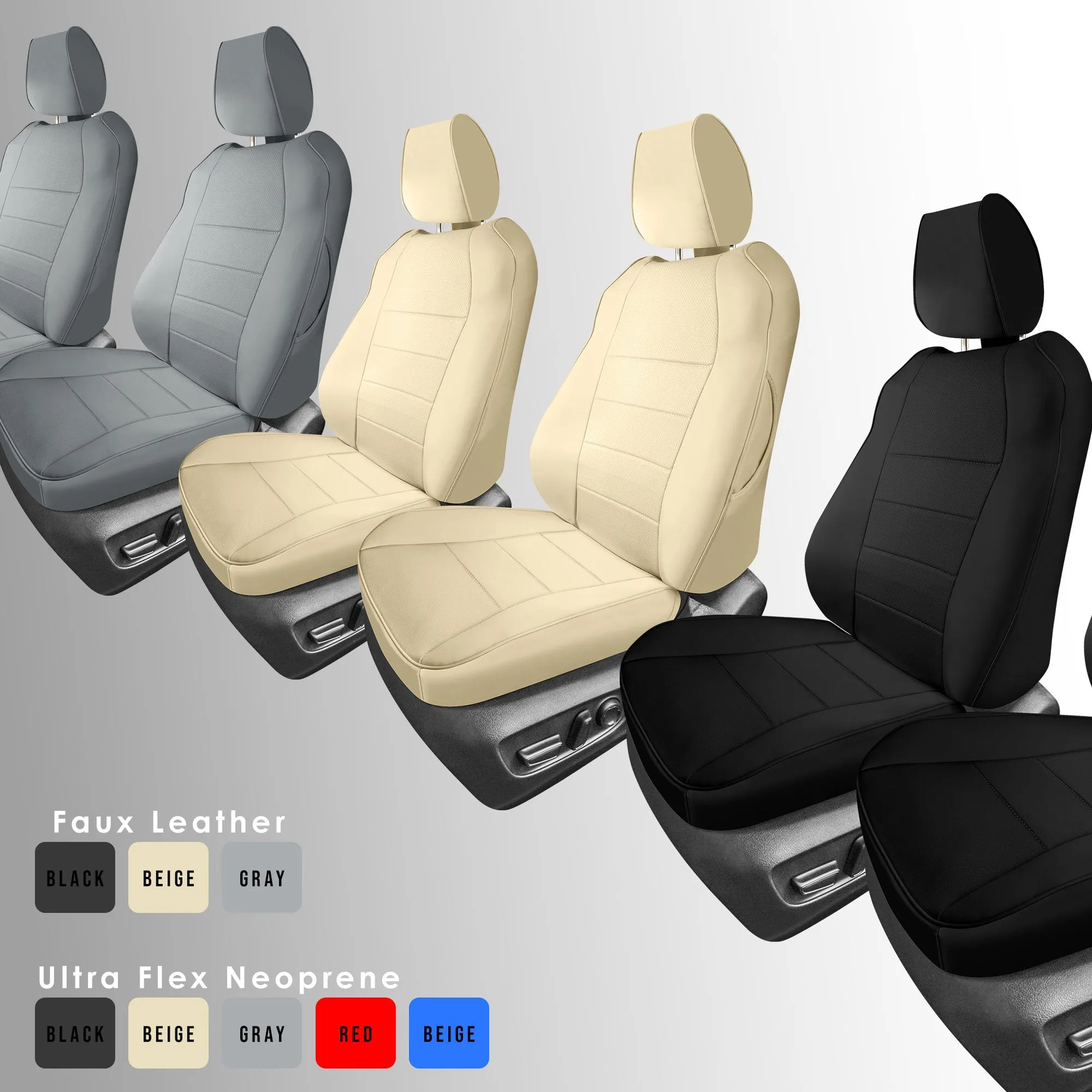 Toyota Sienna 8 Passenger - 2021 - 2024 - Full Set Seat Covers - Solid Gray Faux Leather