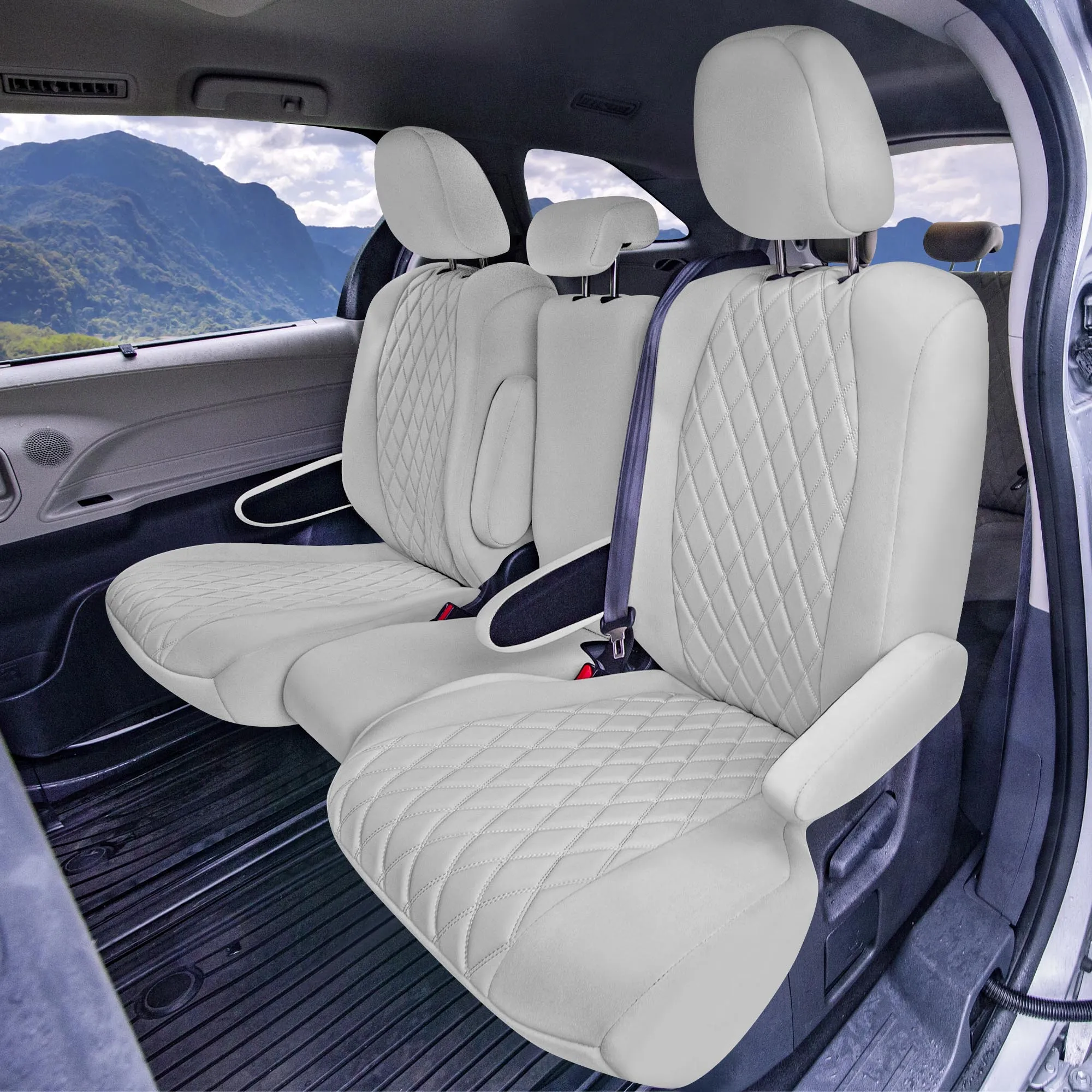 Toyota Sienna 8 Passenger - 2021 - 2024 - Full Set Seat Covers - Solid Gray Ultraflex Neoprene