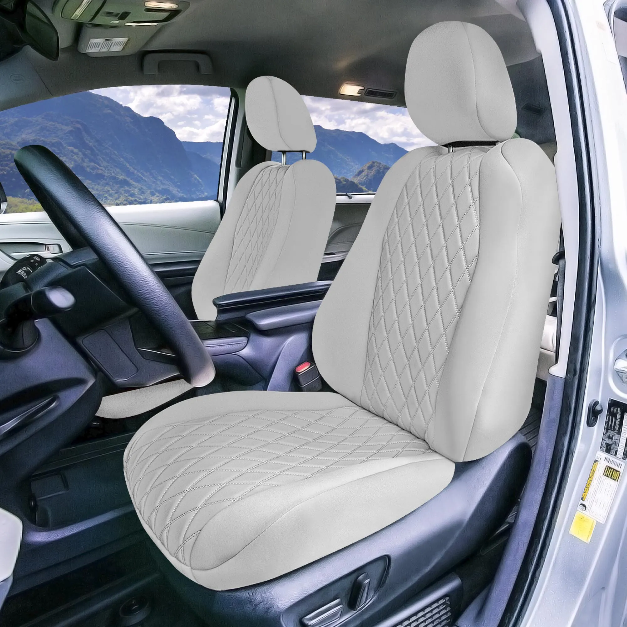 Toyota Sienna 8 Passenger - 2021 - 2024 - Full Set Seat Covers - Solid Gray Ultraflex Neoprene