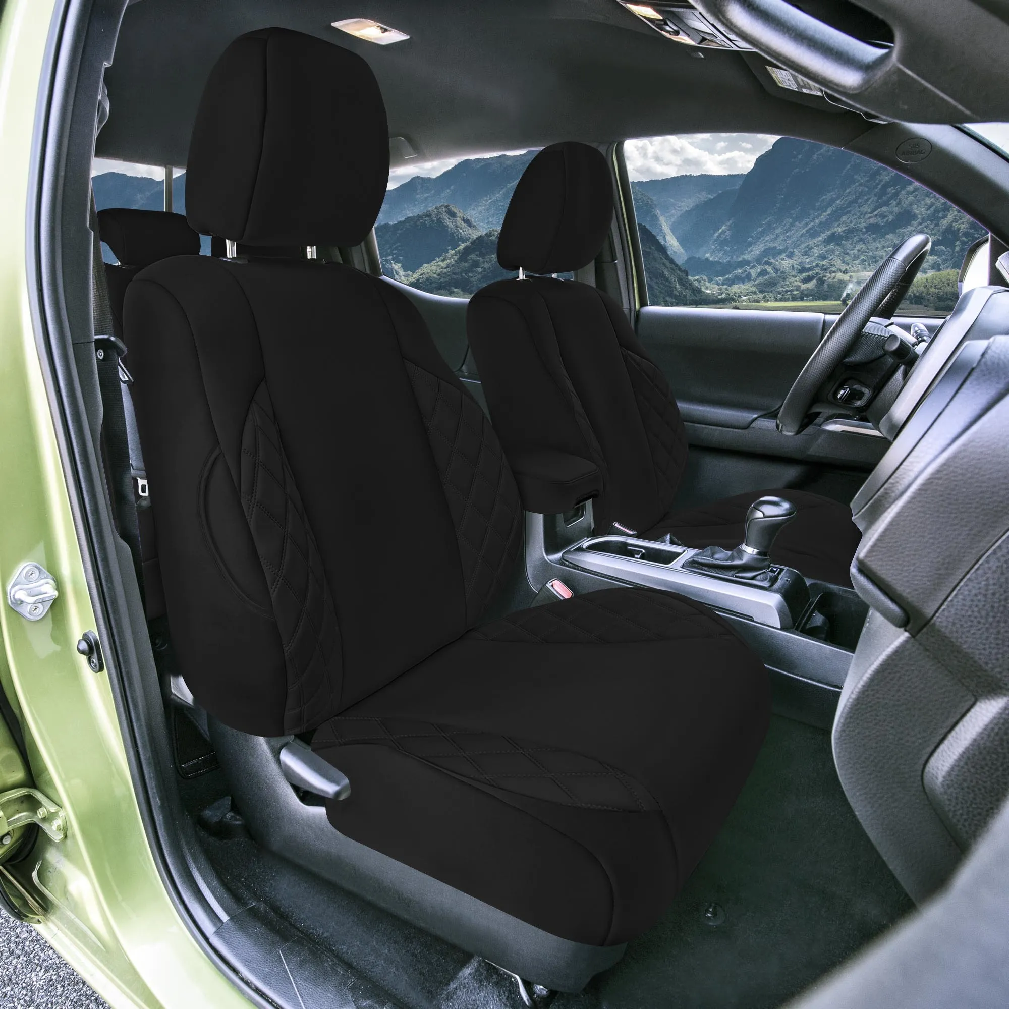 Toyota Tacoma - 2016-2023 - Front Set Seat Covers - Black Ultraflex Neoprene