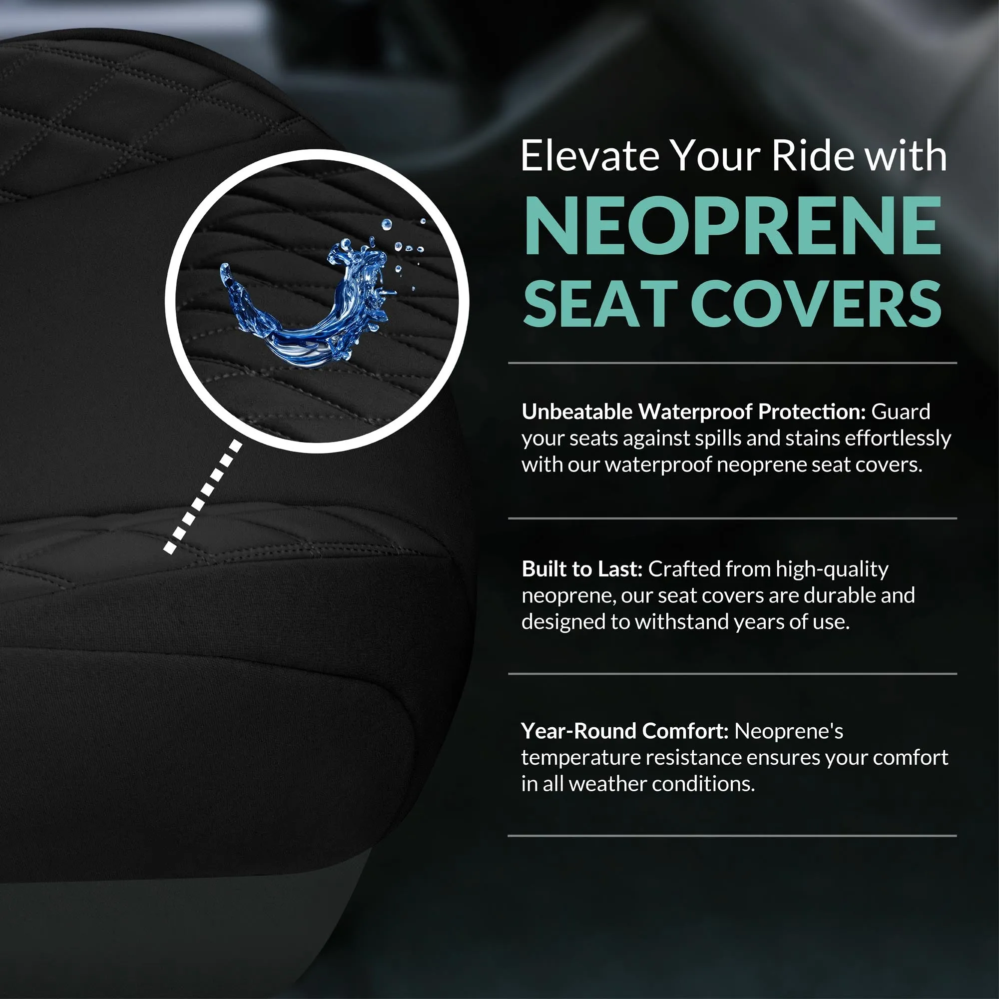 Toyota Tacoma - 2016-2023 - Front Set Seat Covers - Black Ultraflex Neoprene