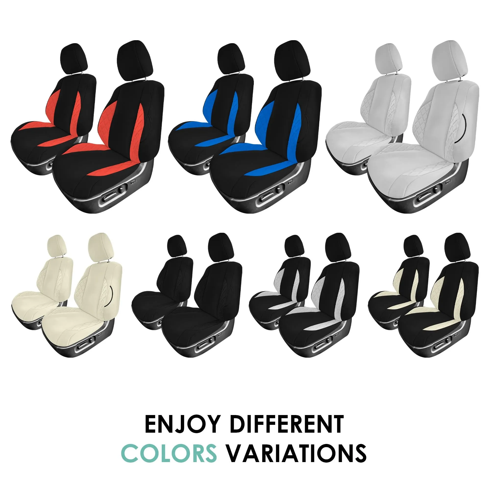 Toyota Tacoma - 2016-2023 - Front Set Seat Covers - Black Ultraflex Neoprene