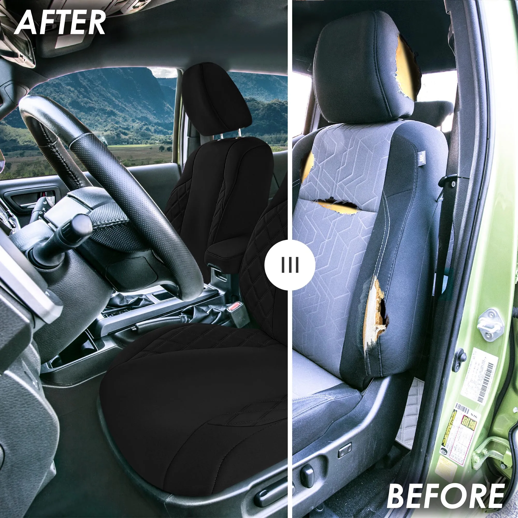 Toyota Tacoma - 2016-2023 - Front Set Seat Covers - Black Ultraflex Neoprene