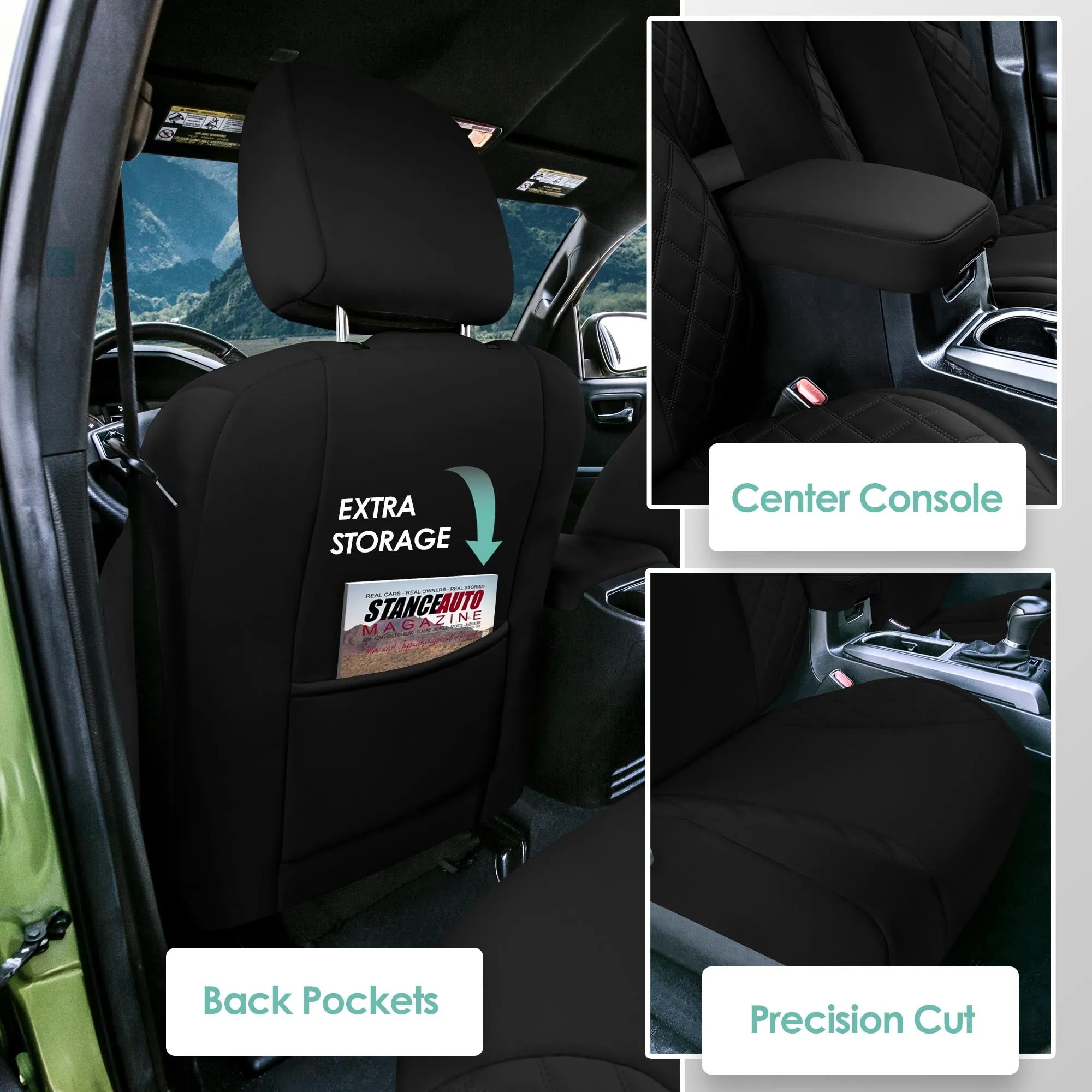 Toyota Tacoma - 2016-2023 - Front Set Seat Covers - Black Ultraflex Neoprene