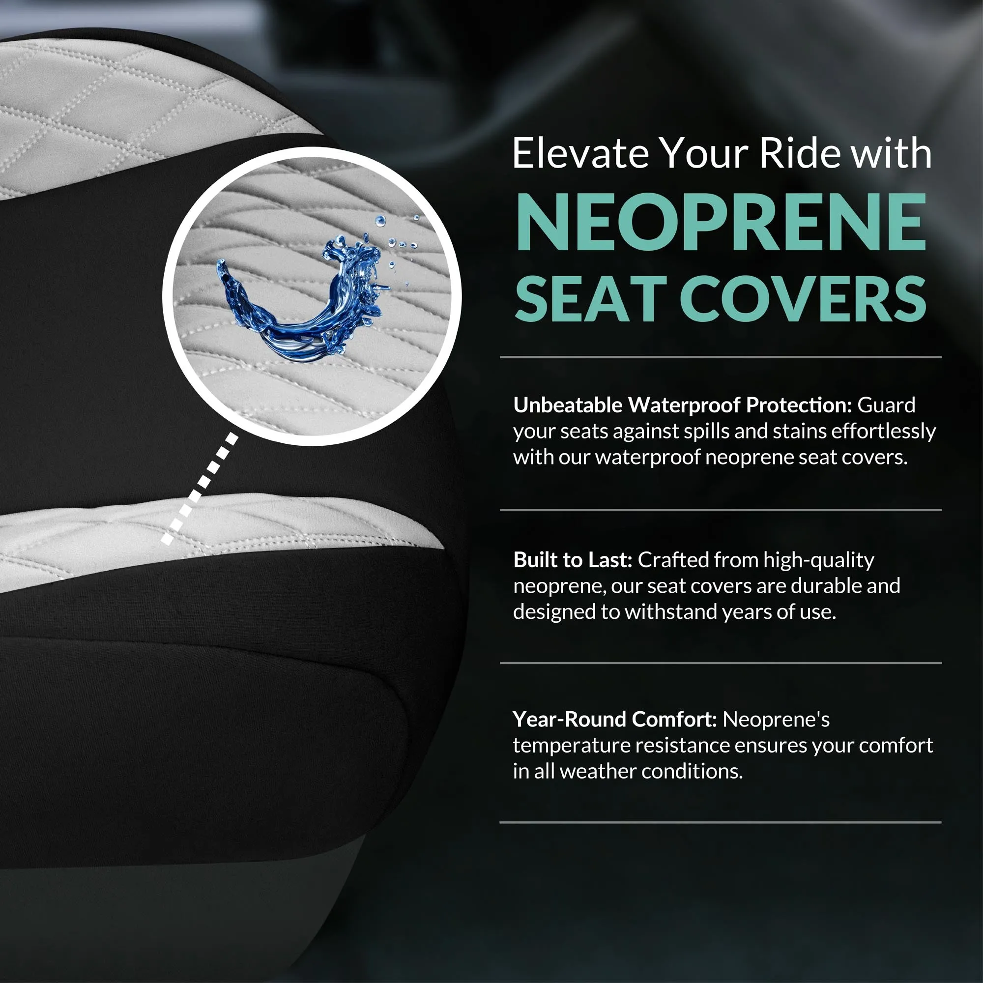 Toyota Tacoma - 2016-2023 - Front Set Seat Covers - Gray Ultraflex Neoprene