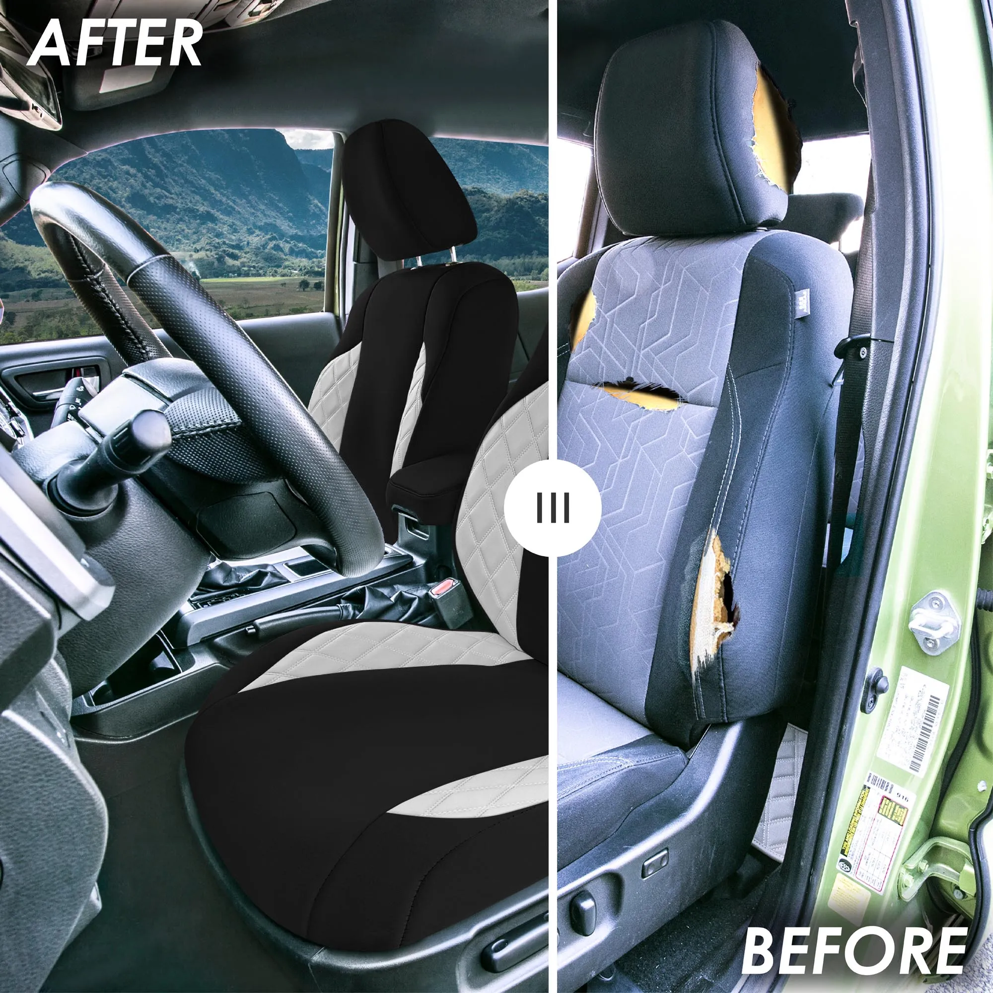 Toyota Tacoma - 2016-2023 - Front Set Seat Covers - Gray Ultraflex Neoprene