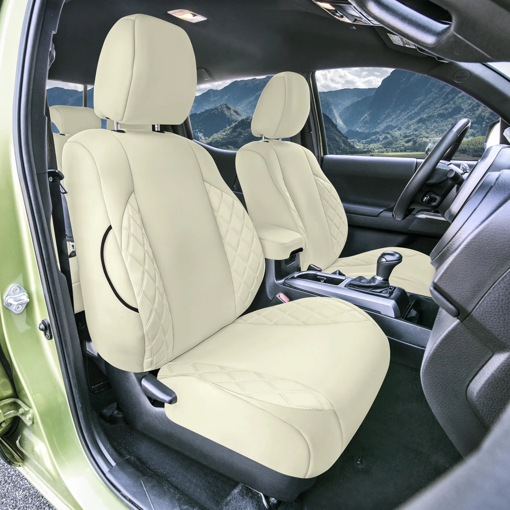Toyota Tacoma - 2016-2023 - Front Set Seat Covers - Solid Beige Ultraflex Neoprene