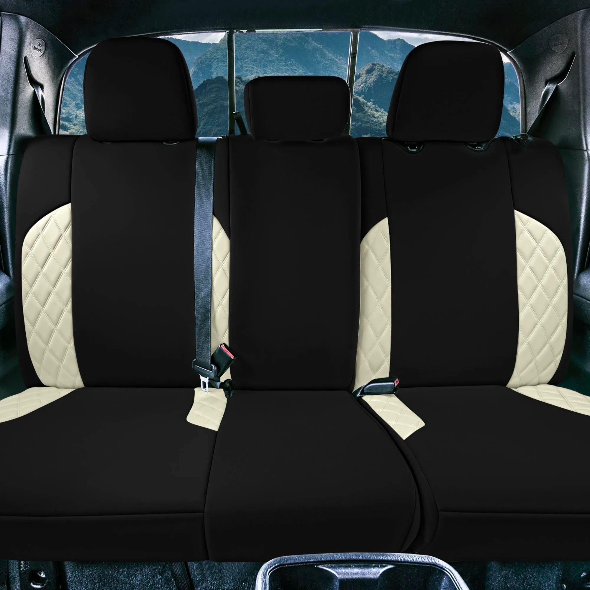 Toyota Tacoma - 2016-2023 - Rear Set Seat Covers - Beige Ultraflex Neoprene