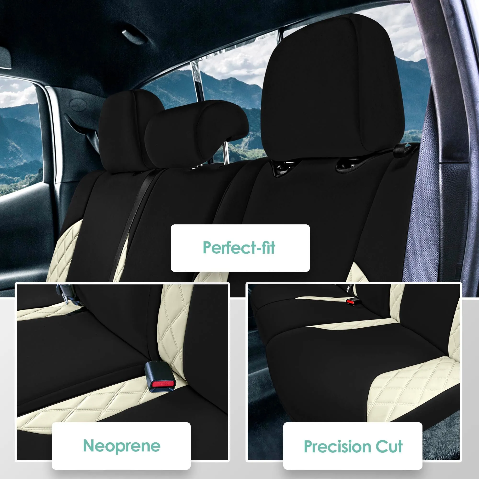 Toyota Tacoma - 2016-2023 - Rear Set Seat Covers - Beige Ultraflex Neoprene