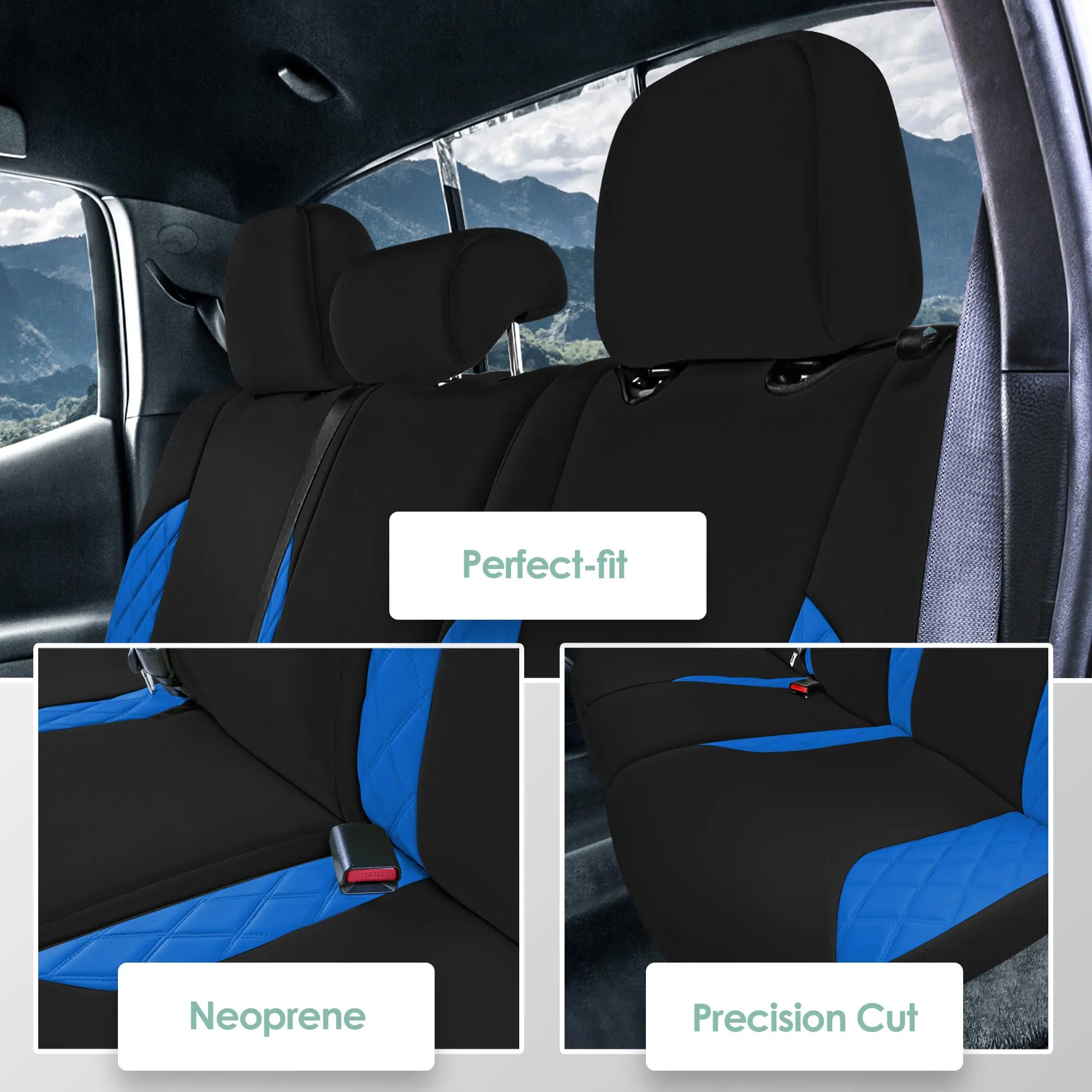 Toyota Tacoma - 2016-2023 - Rear Set Seat Covers - Blue Ultraflex Neoprene