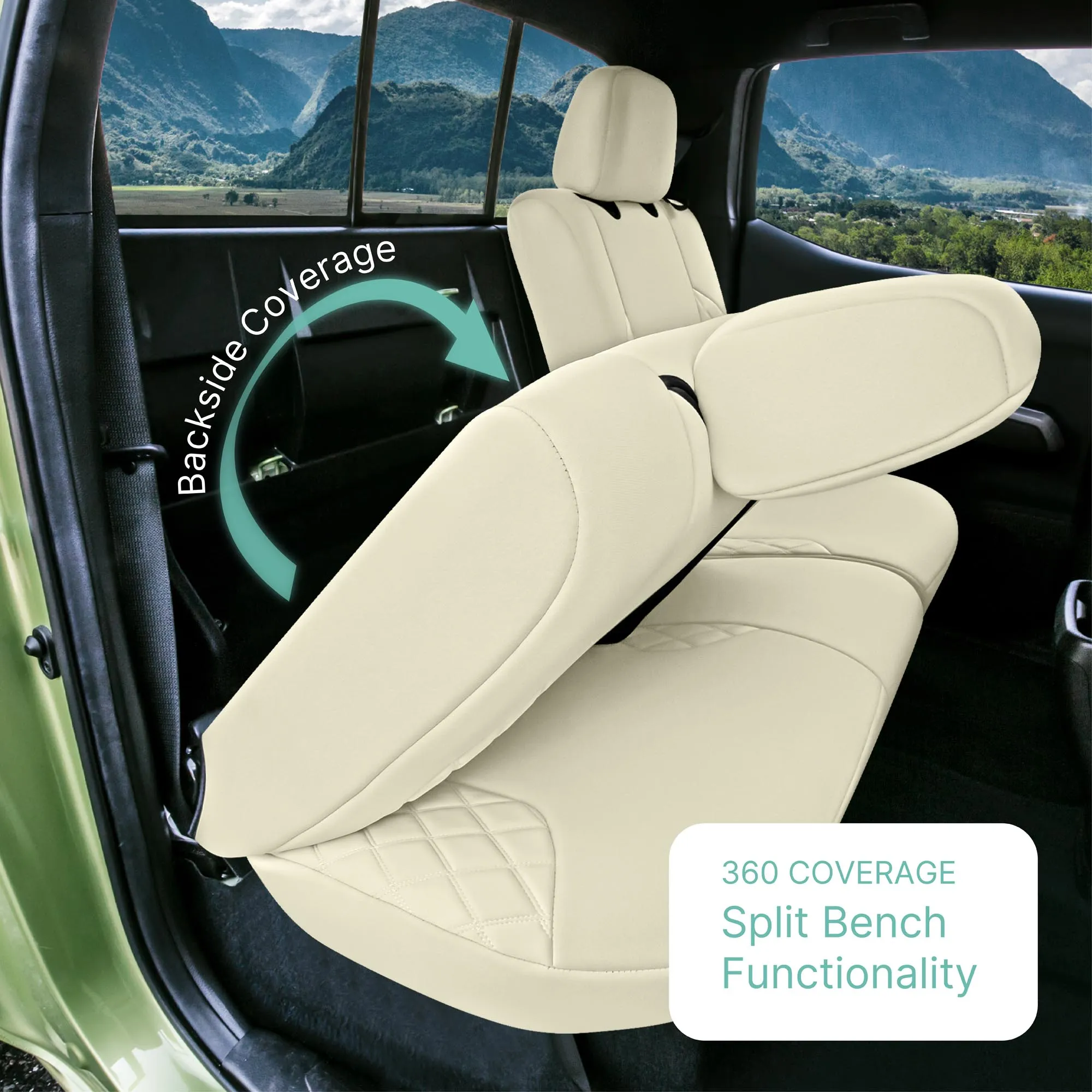 Toyota Tacoma - 2016-2023 - Rear Set Seat Covers - Solid Beige Ultraflex Neoprene