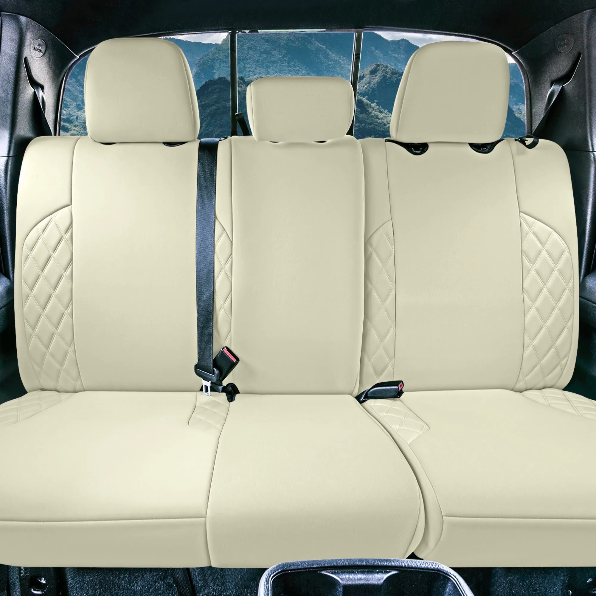 Toyota Tacoma - 2016-2023 - Rear Set Seat Covers - Solid Beige Ultraflex Neoprene