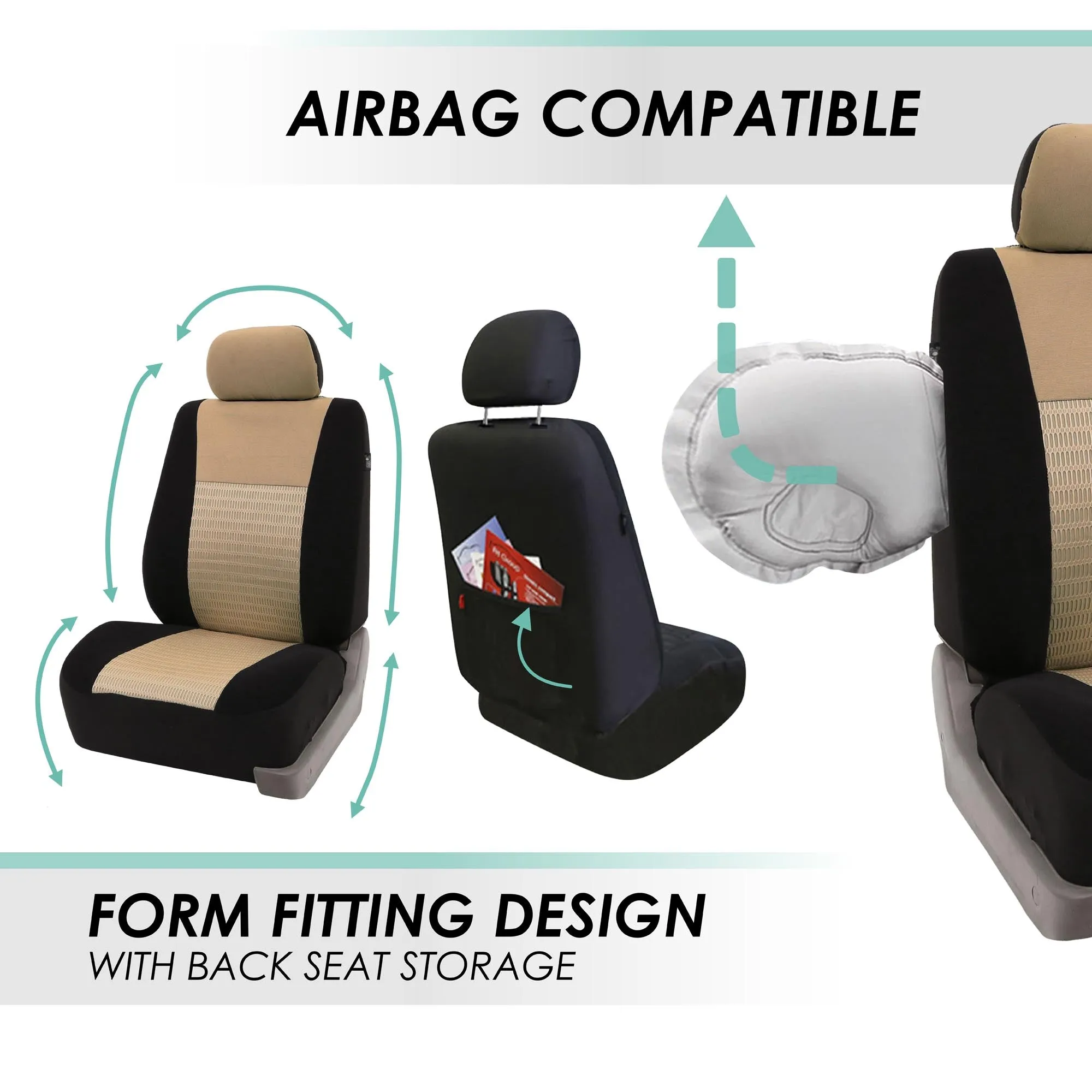 Trendy Elegance 3D Air Mesh 3 Row 7 Seater - Beige Seat Covers