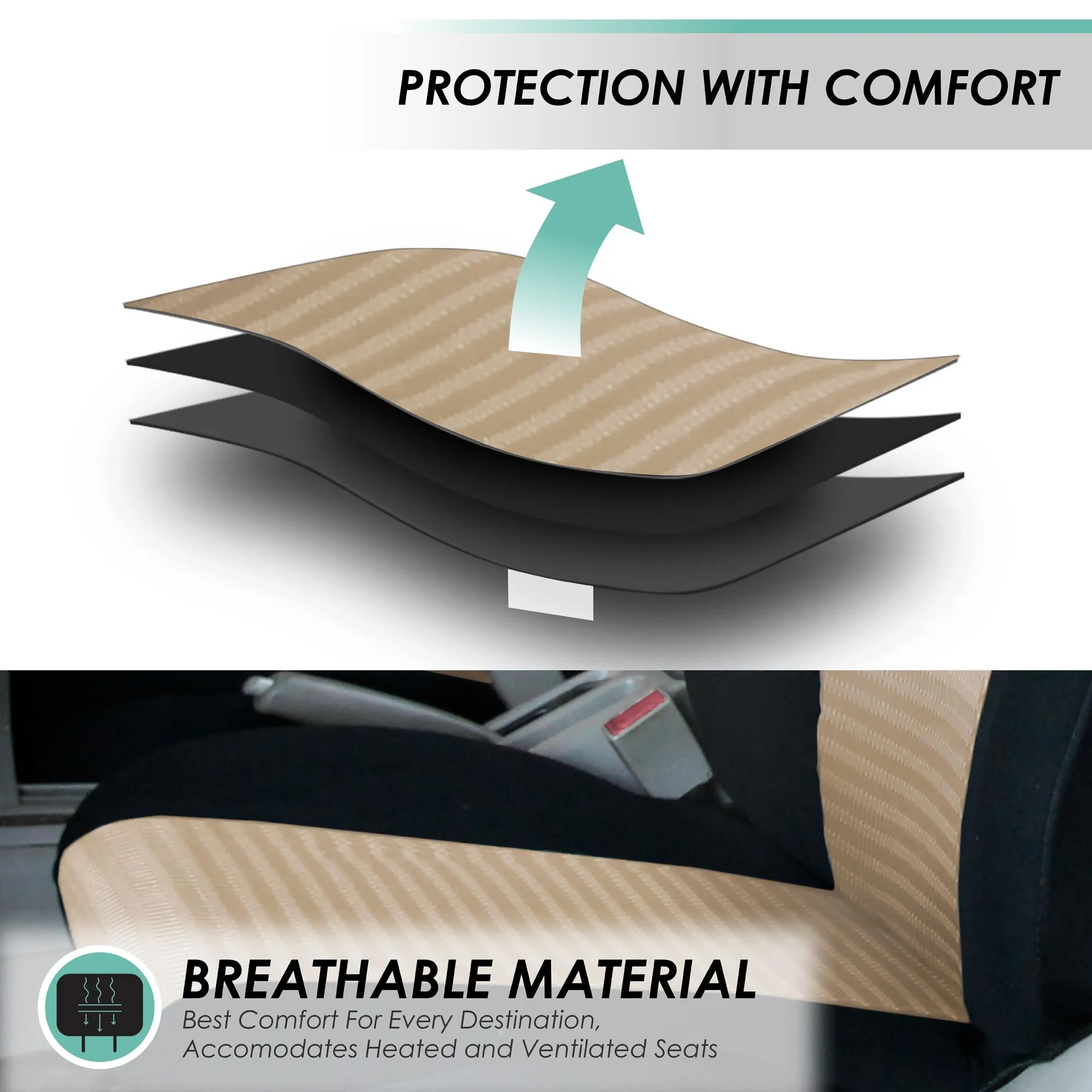 Trendy Elegance 3D Air Mesh 3 Row 7 Seater - Beige Seat Covers