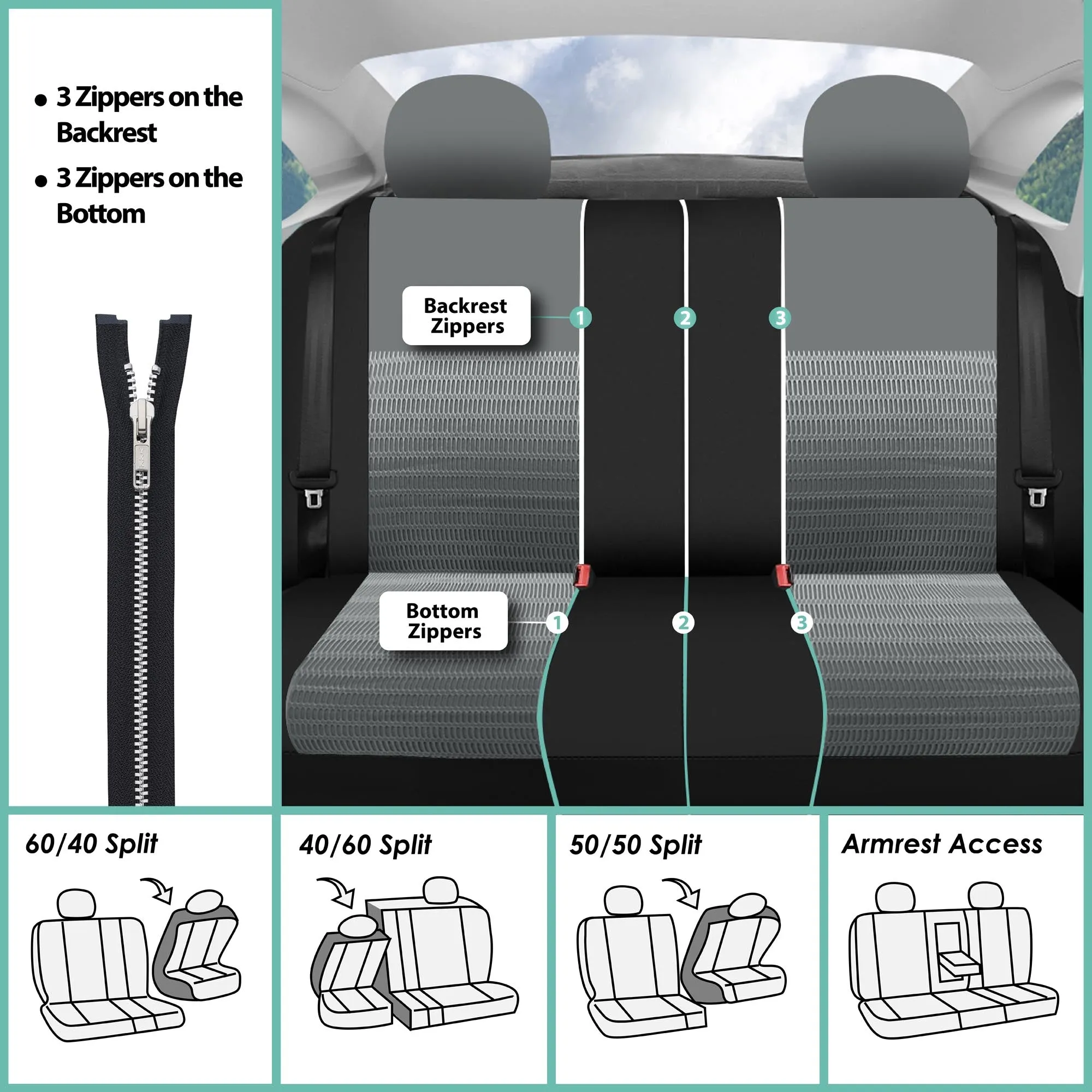 Trendy Elegance 3D Air Mesh 3 Row 7 Seater - Gray Seat Covers
