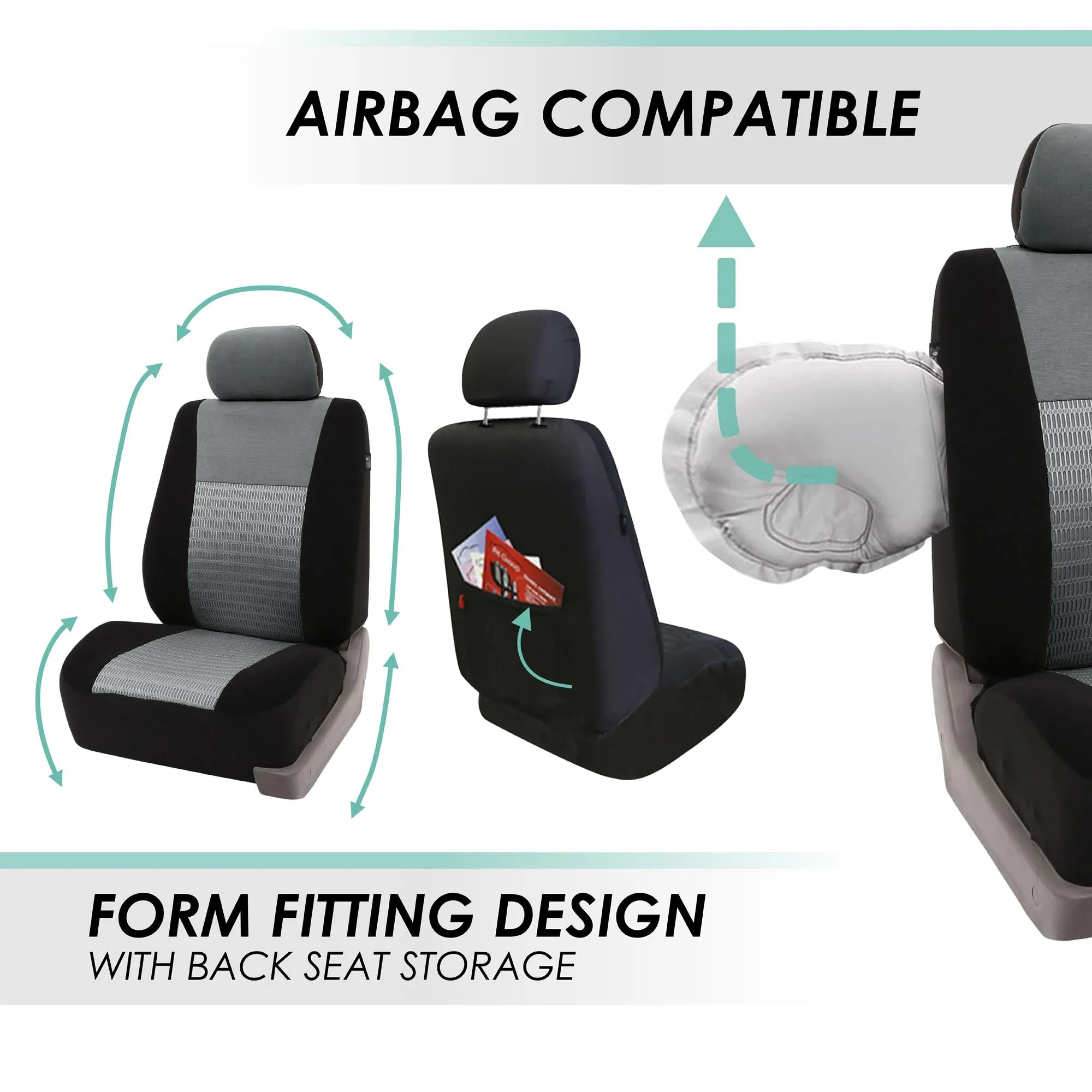 Trendy Elegance 3D Air Mesh 3 Row 7 Seater - Gray Seat Covers