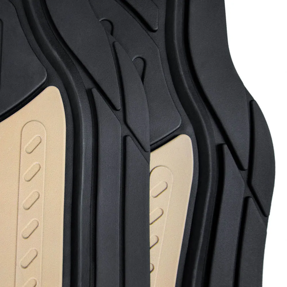 Trimmable ClimaProof Monster Eye Non-Slip Rubber Floor Mats - Full Set Beige