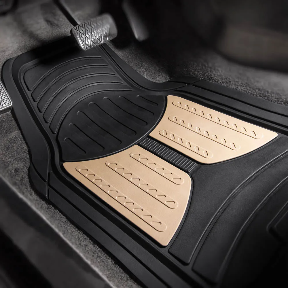 Trimmable ClimaProof Monster Eye Non-Slip Rubber Floor Mats - Full Set Beige