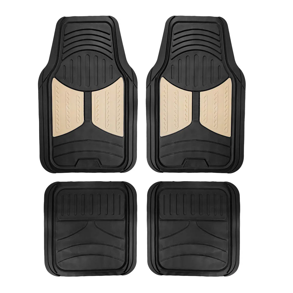 Trimmable ClimaProof Monster Eye Non-Slip Rubber Floor Mats - Full Set Beige