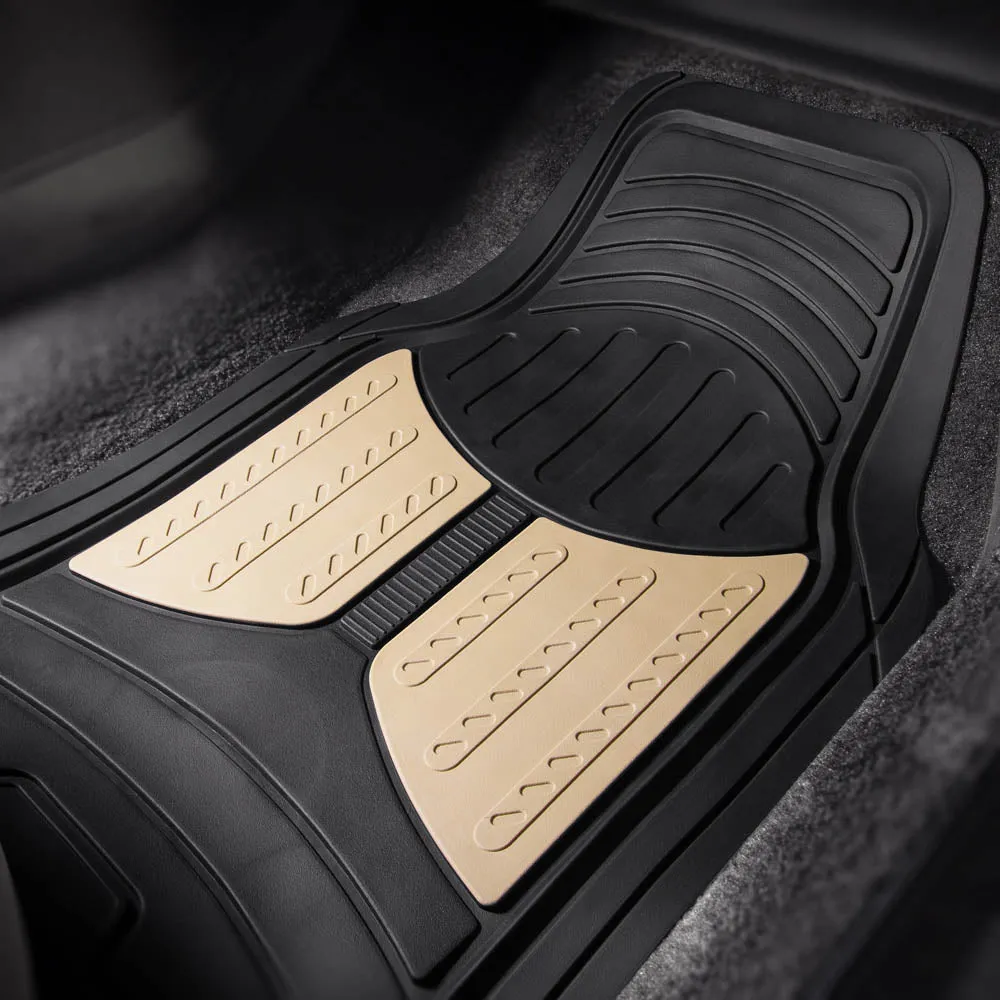 Trimmable ClimaProof Monster Eye Non-Slip Rubber Floor Mats - Full Set Beige