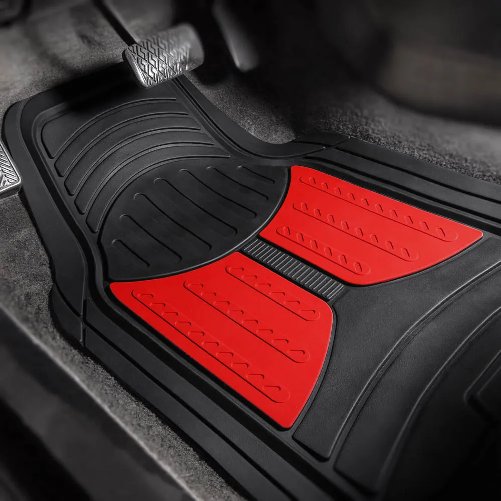 Trimmable ClimaProof Monster Eye Non-Slip Rubber Floor Mats - Full Set Red