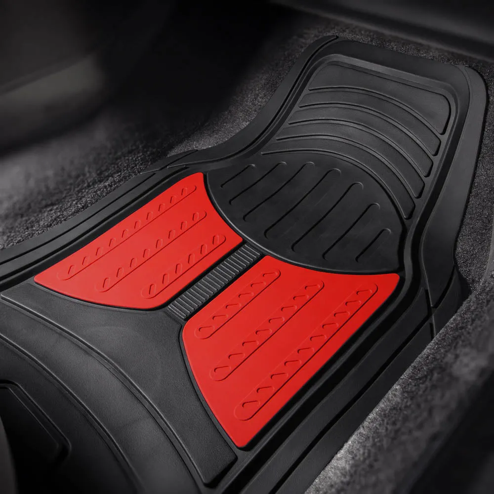 Trimmable ClimaProof Monster Eye Non-Slip Rubber Floor Mats - Full Set Red