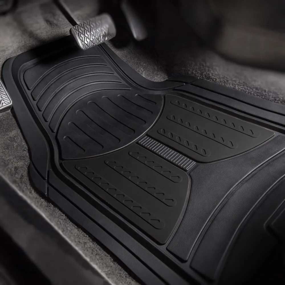 Trimmable Heavy Duty Non-Slip Rubber Floor Mats - Full Set Black