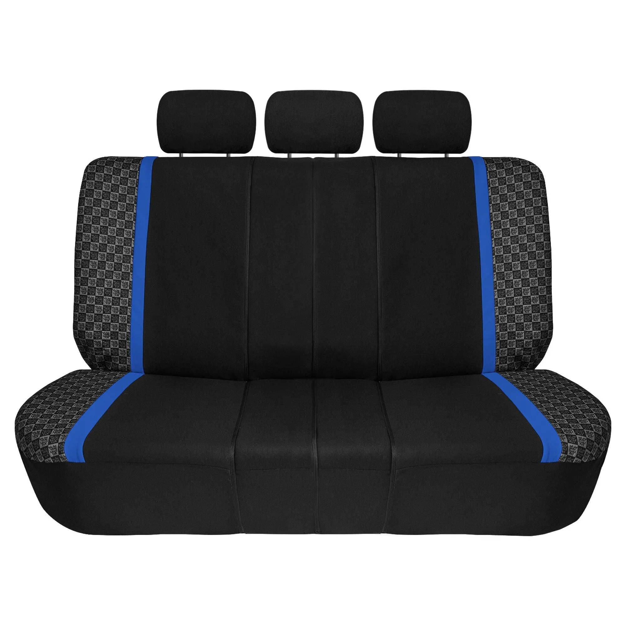 We Are Young Life is Fun Checker Printed Seat Covers - Combo Full Set Blue