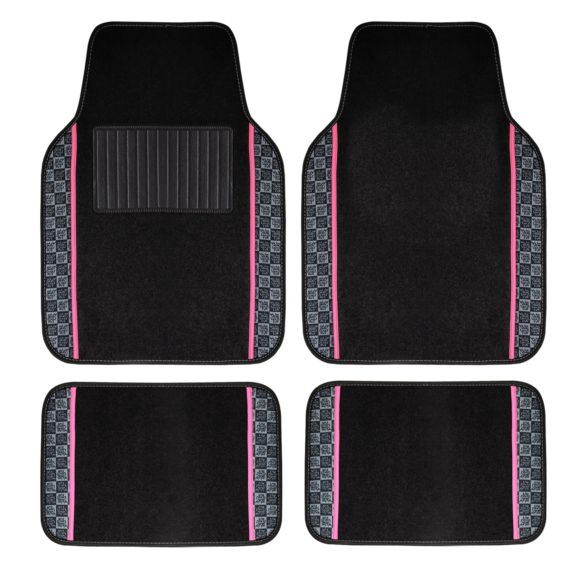 We Are Young Life is Fun Print Non-Slip Carpet Floor Mats - Full Set Pink