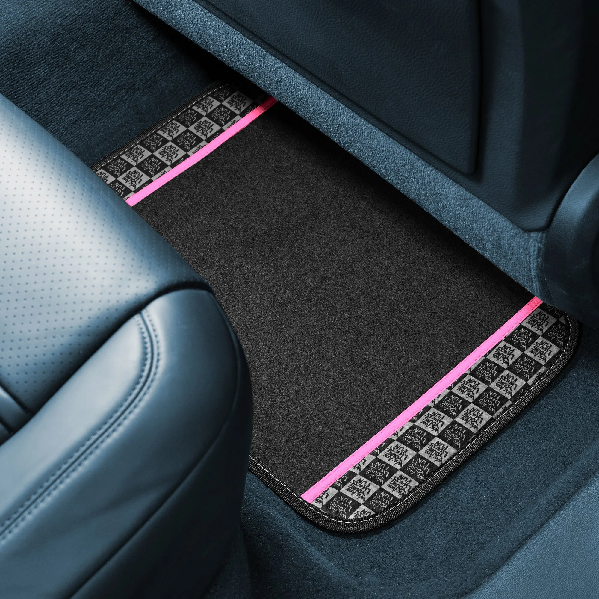 We Are Young Life is Fun Print Non-Slip Carpet Floor Mats - Full Set Pink