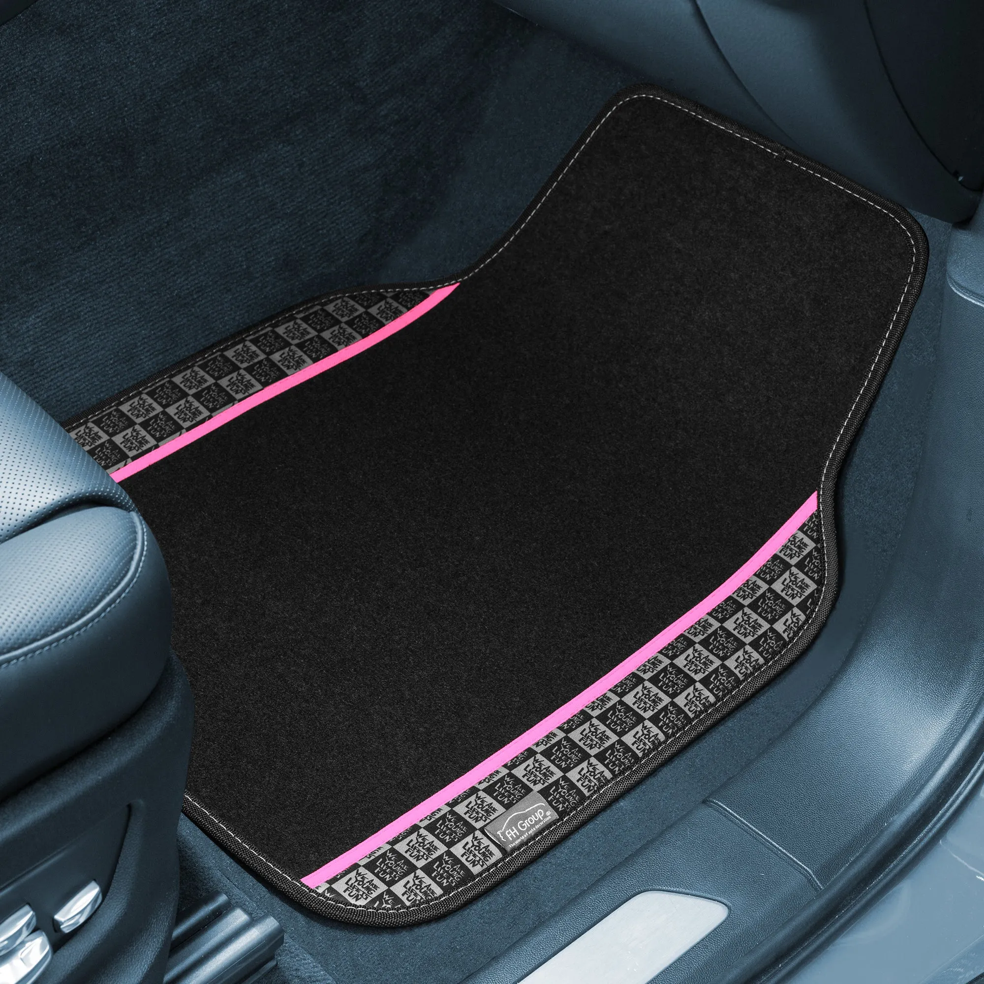 We Are Young Life is Fun Print Non-Slip Carpet Floor Mats - Full Set Pink
