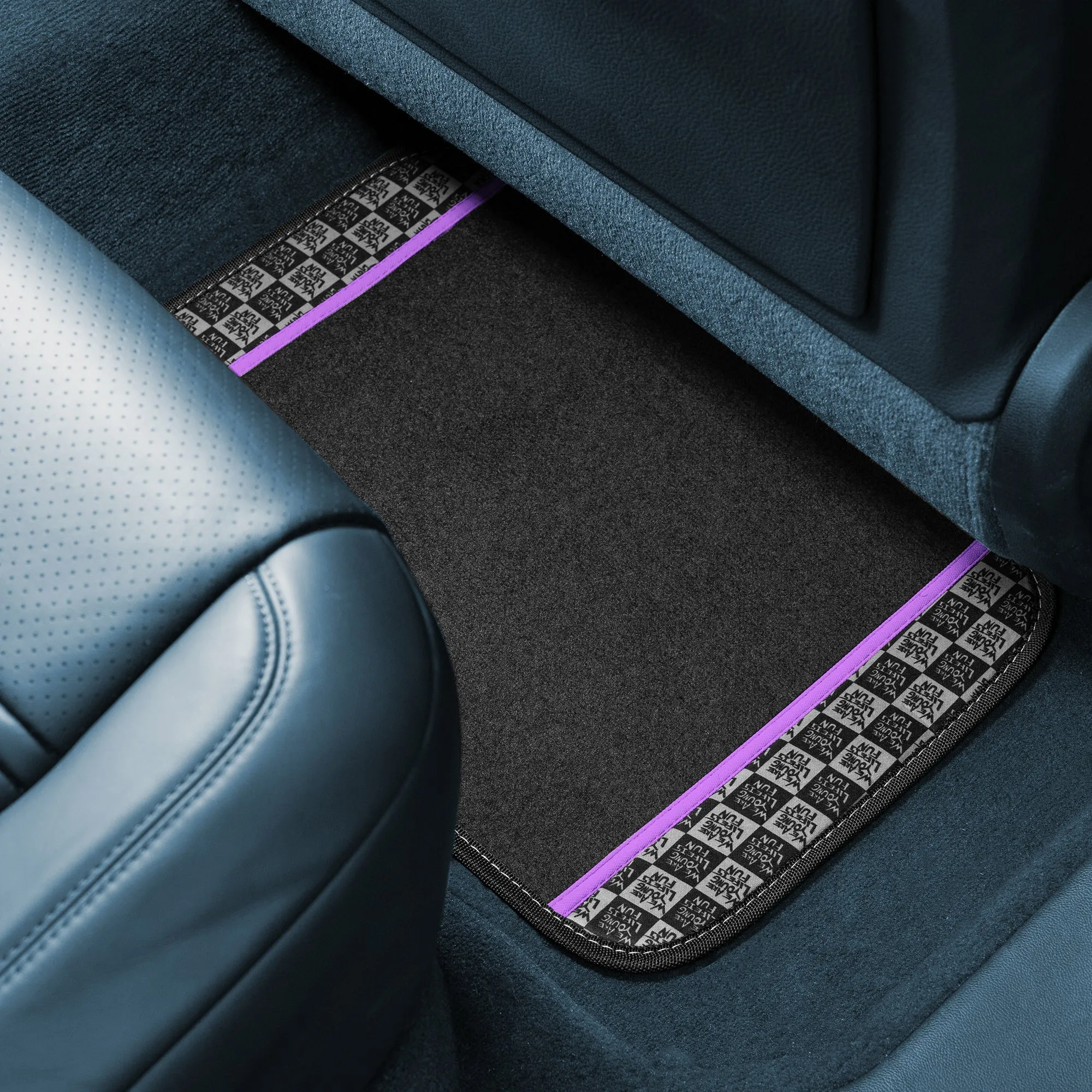 We Are Young Life is Fun Print Non-Slip Carpet Floor Mats - Full Set Purple