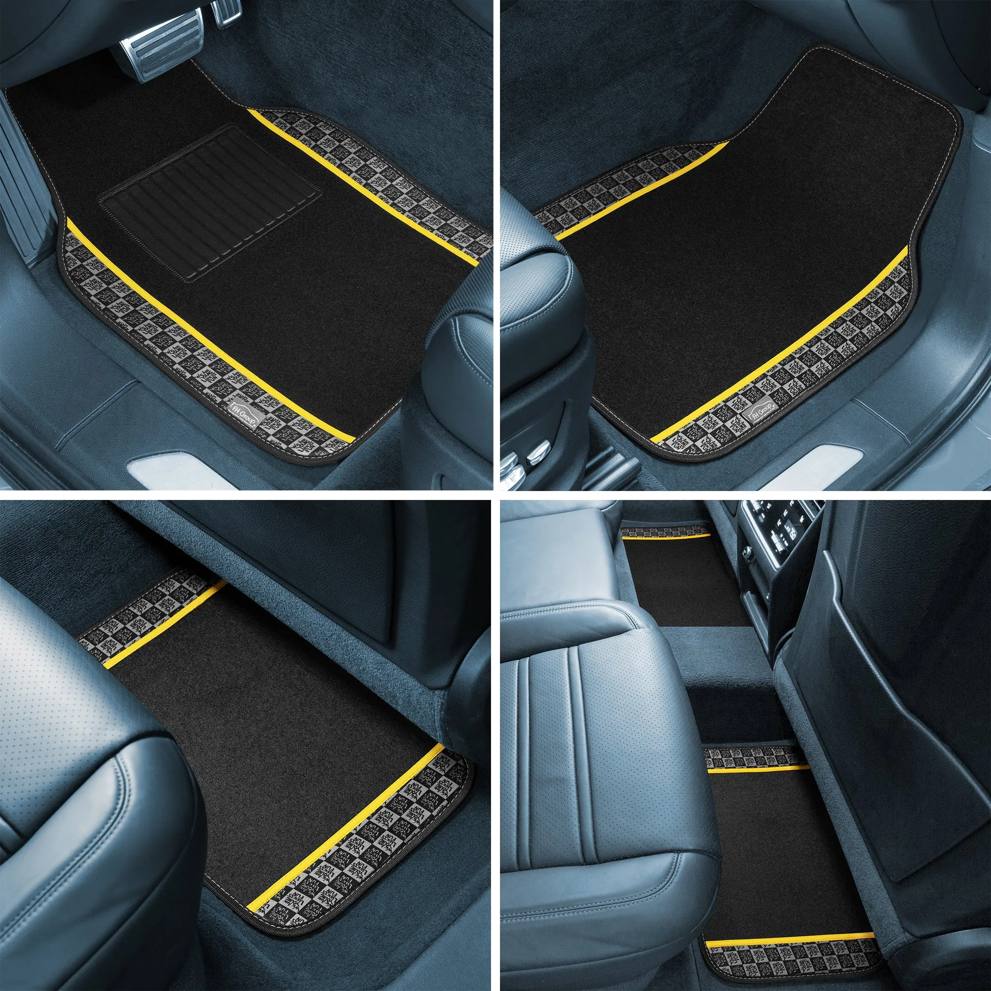 We Are Young Life is Fun Print Non-Slip Carpet Floor Mats - Full Set Yellow